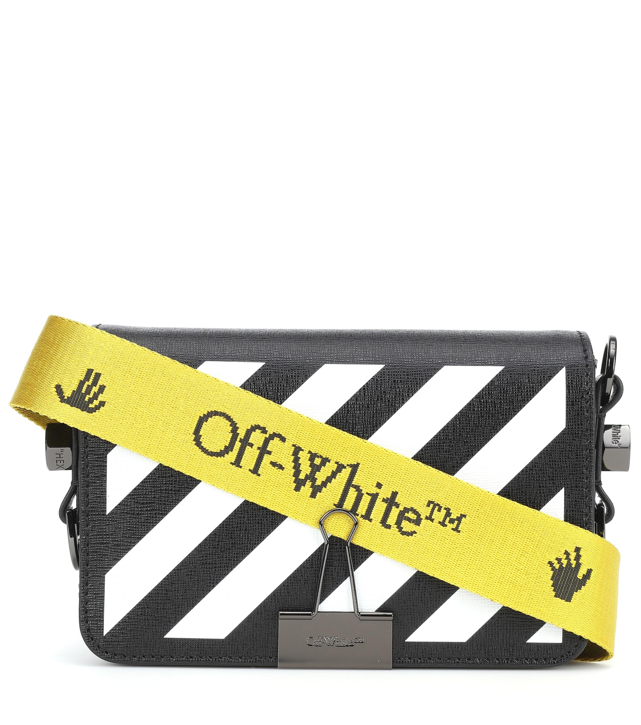 Off-White c/o Virgil Abloh Diagonal Mini Flap Crossbody Bag in Black - Lyst