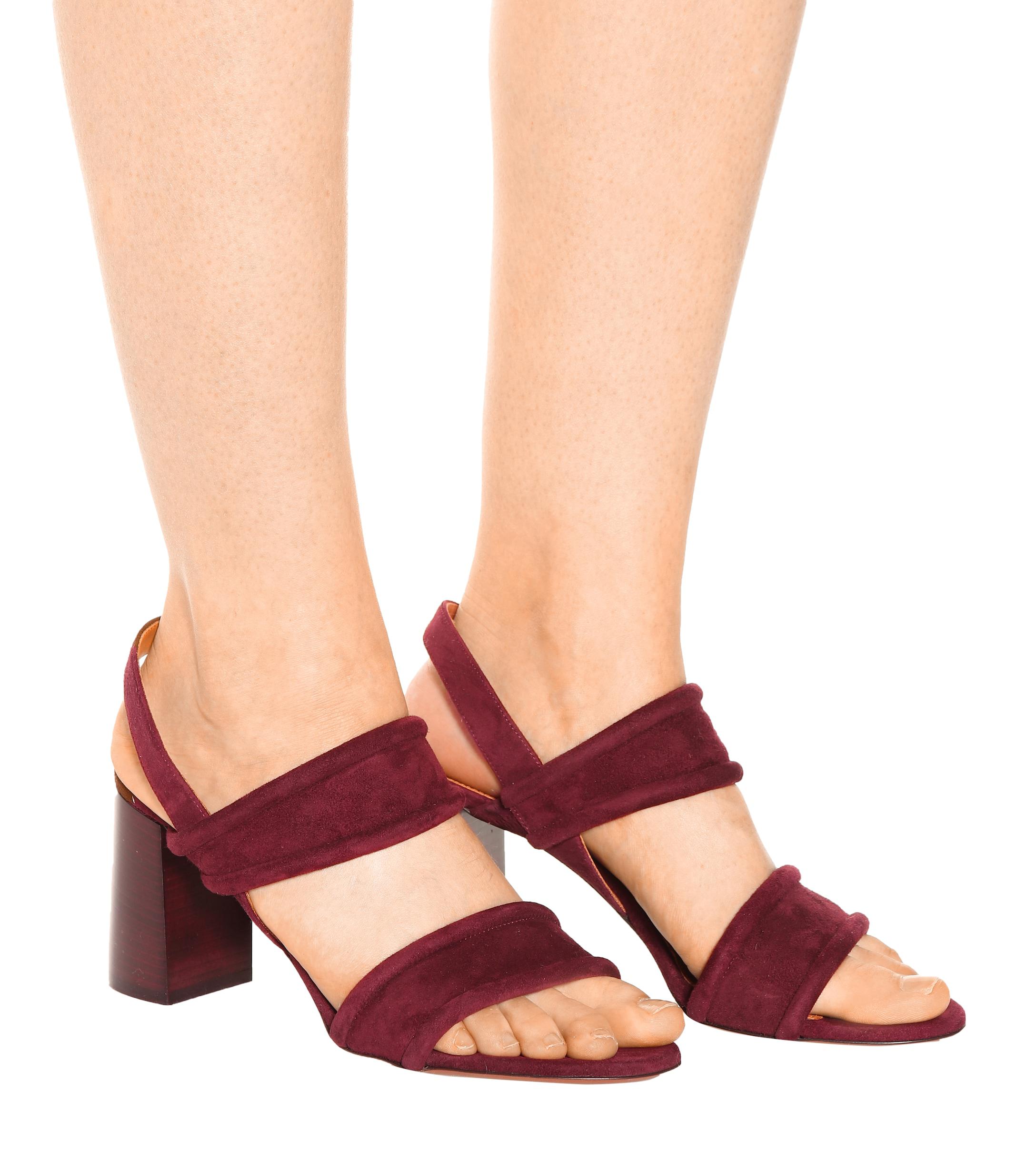 Chloé Suede Sandals in Red - Lyst