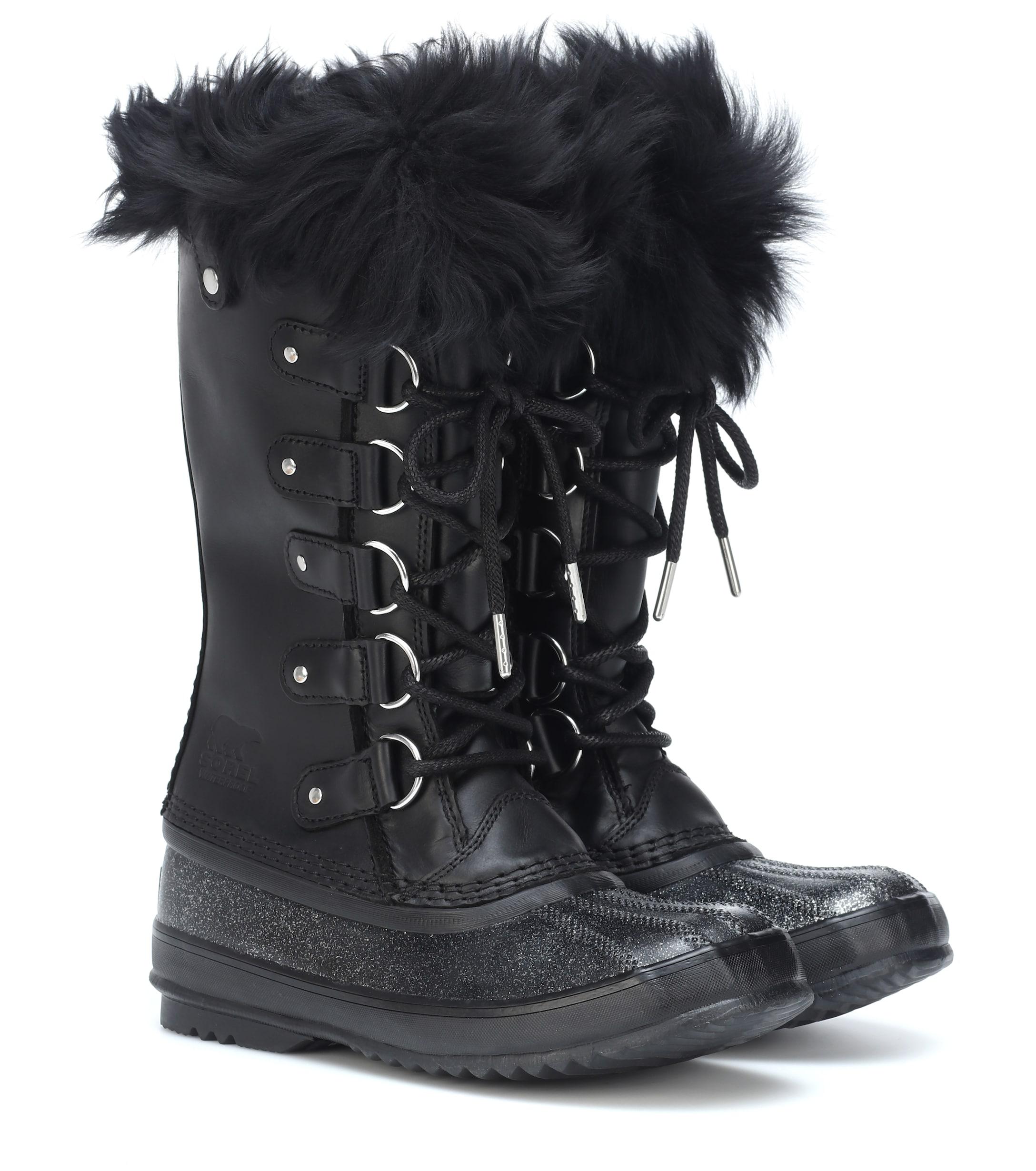 Sorel Leather Joan Of Arctic Luxe Boots in Black - Save 70% - Lyst