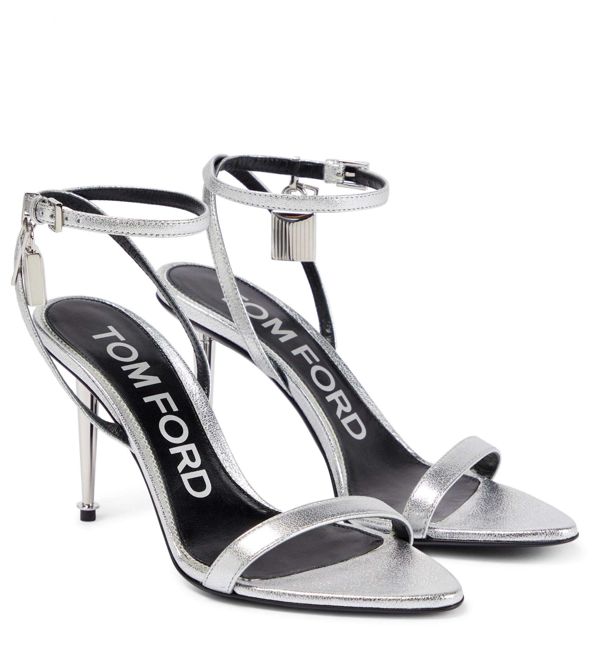 Tom Ford Padlock Leather Sandals in Metallic | Lyst