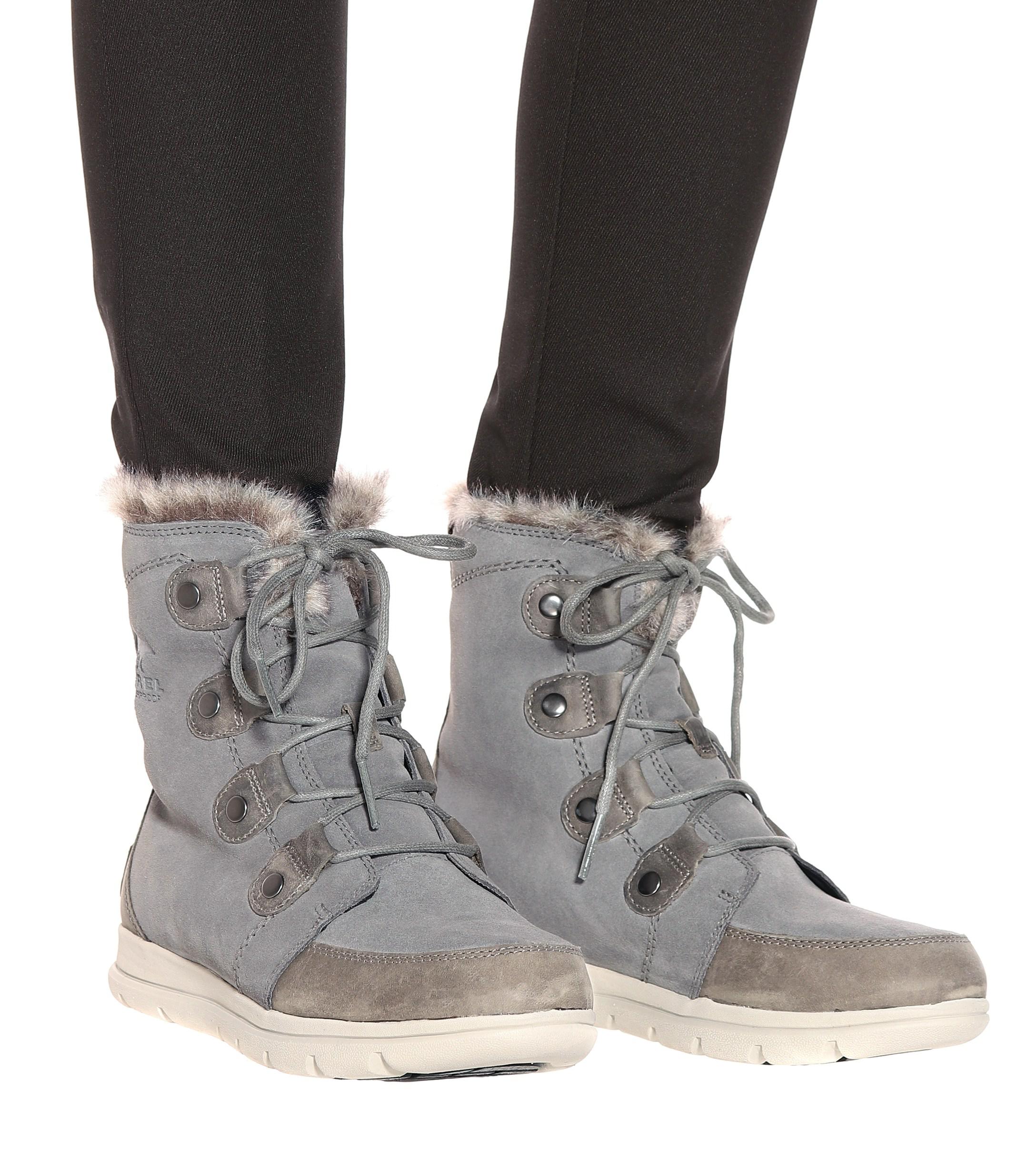 Sorel Explorer Joan Suede Boots in Grey (Gray) - Lyst