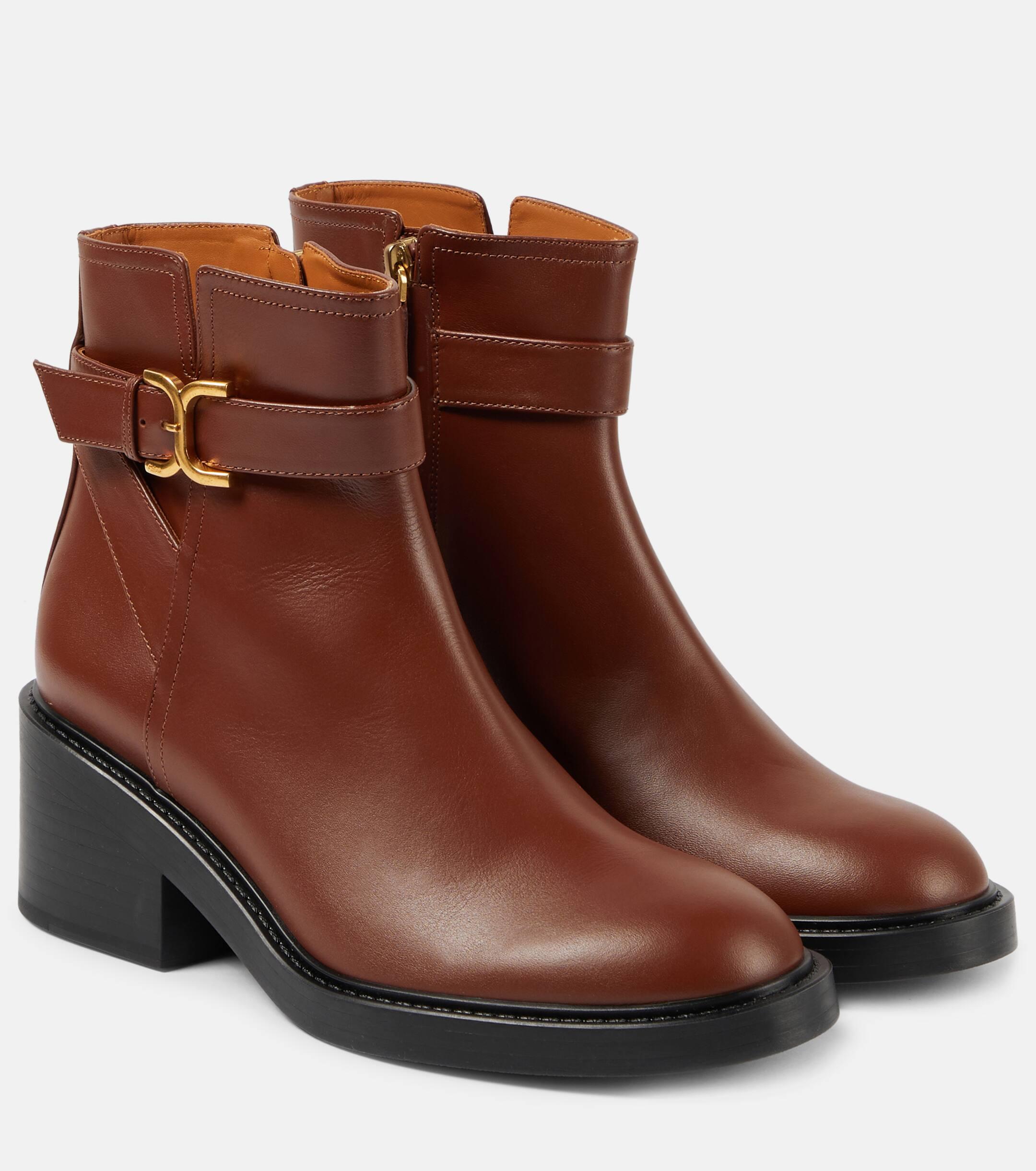 Chloe Marcie Leather Ankle Boots in Brown Lyst Canada