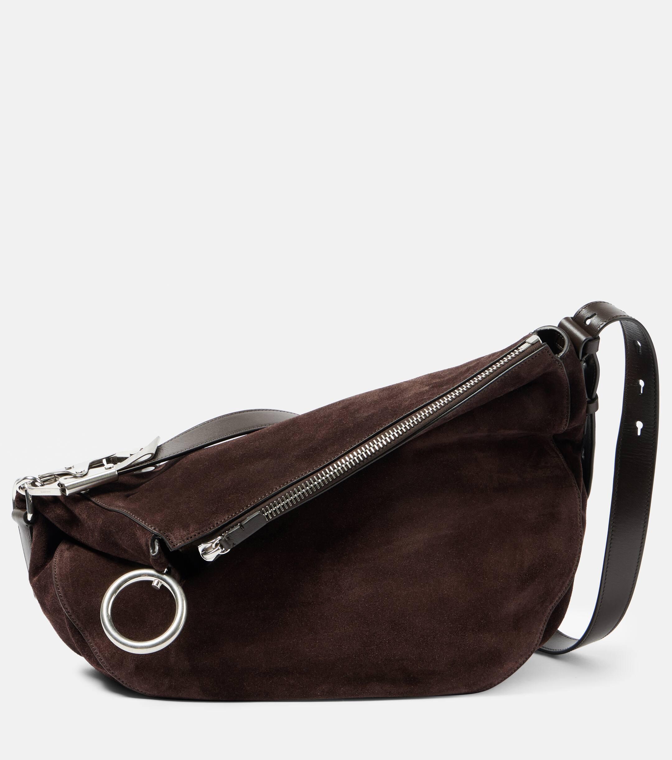 Burberry Knight Medium Suede Shoulder Bag in Brown | Lyst UK