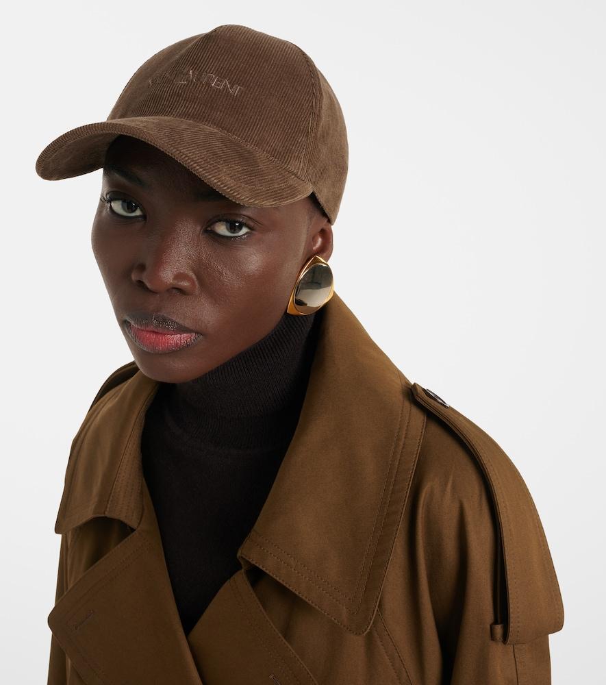 Saint Laurent Corduroy Logo Baseball Cap in Brown | Lyst