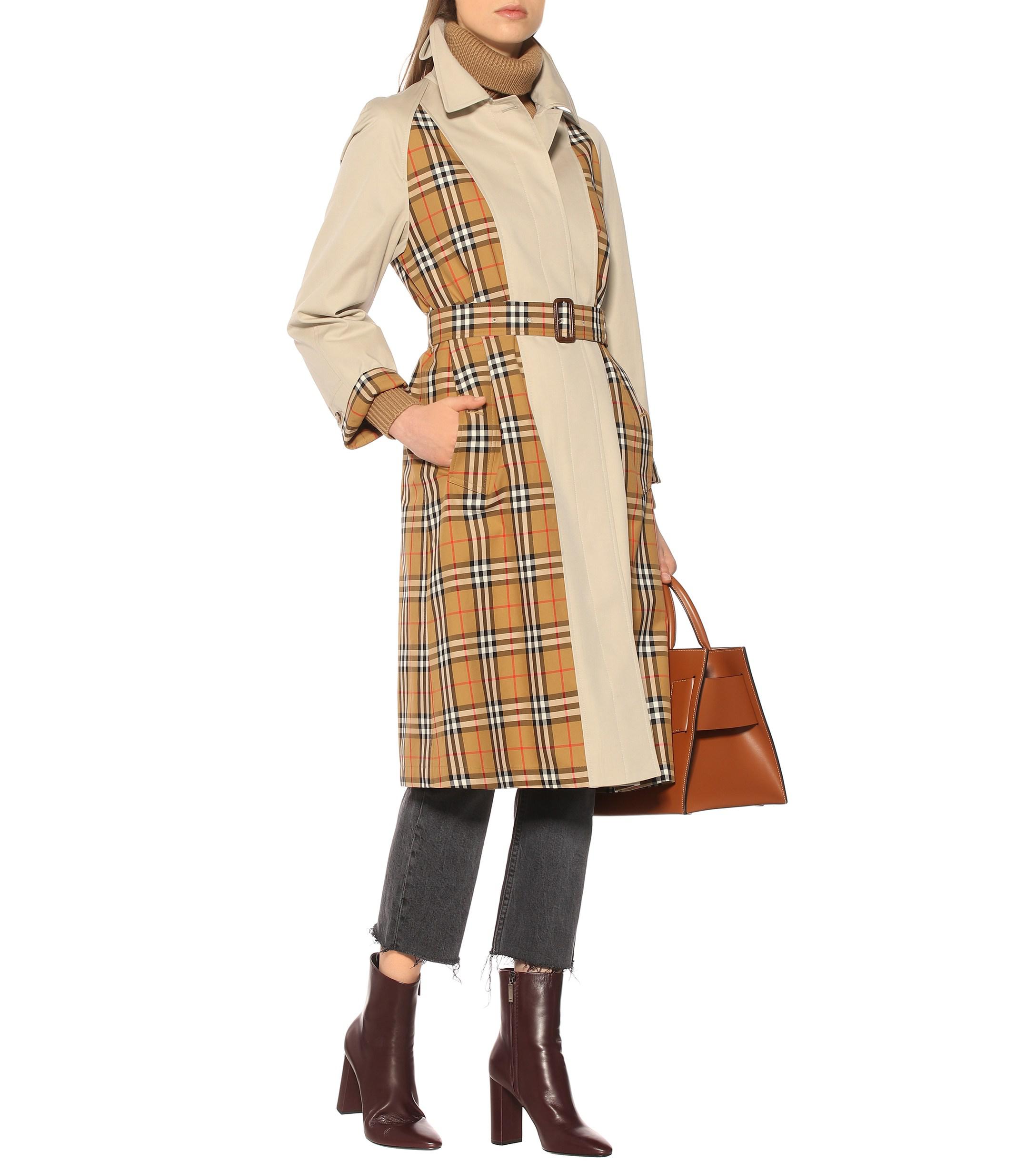 Burberry Hernest Check Monogram Lined Trench Coat in Natural