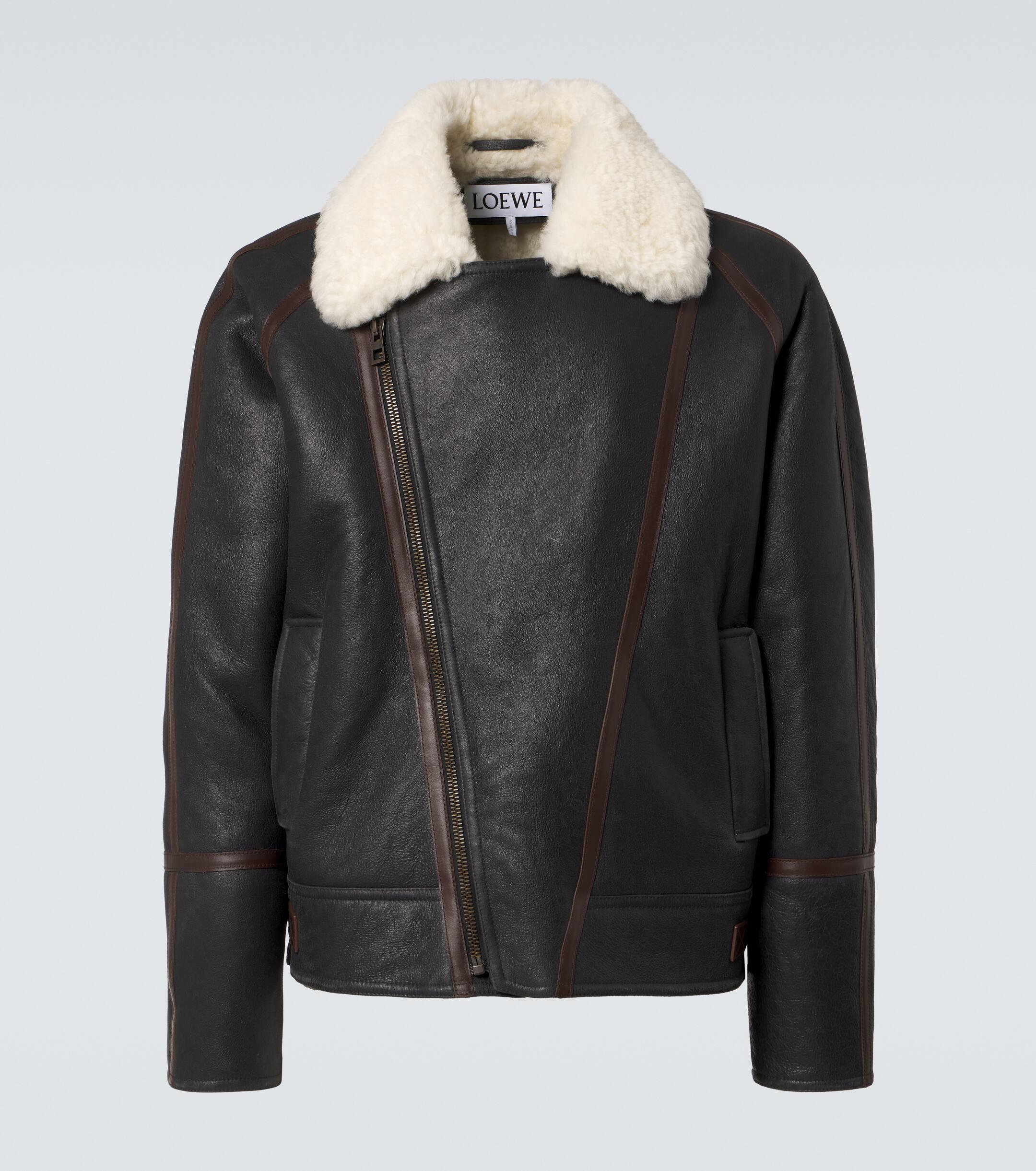 Loewe Shearling-Lined Leather Jacket in Black for Men | Lyst UK