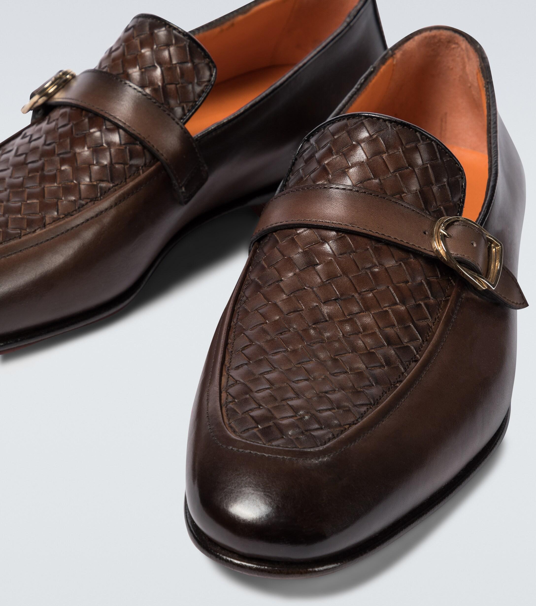 Santoni Double Monk Strap Suede Shoes in Brown for Men | Lyst
