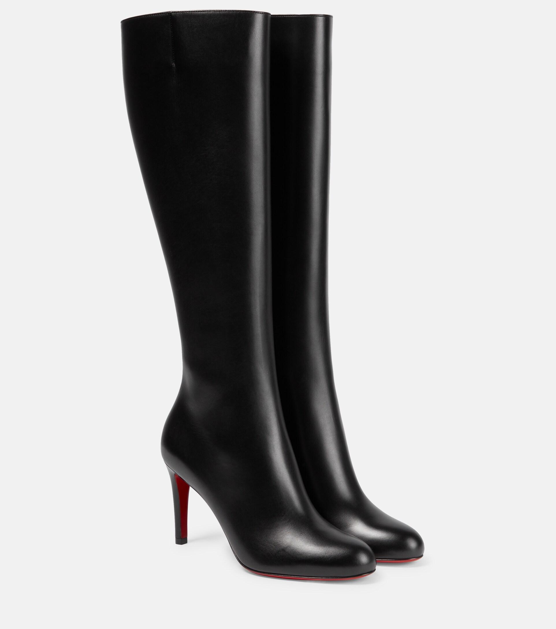 Christian Louboutin Pumppie Botta Leather Knee-high Boots in Black | Lyst