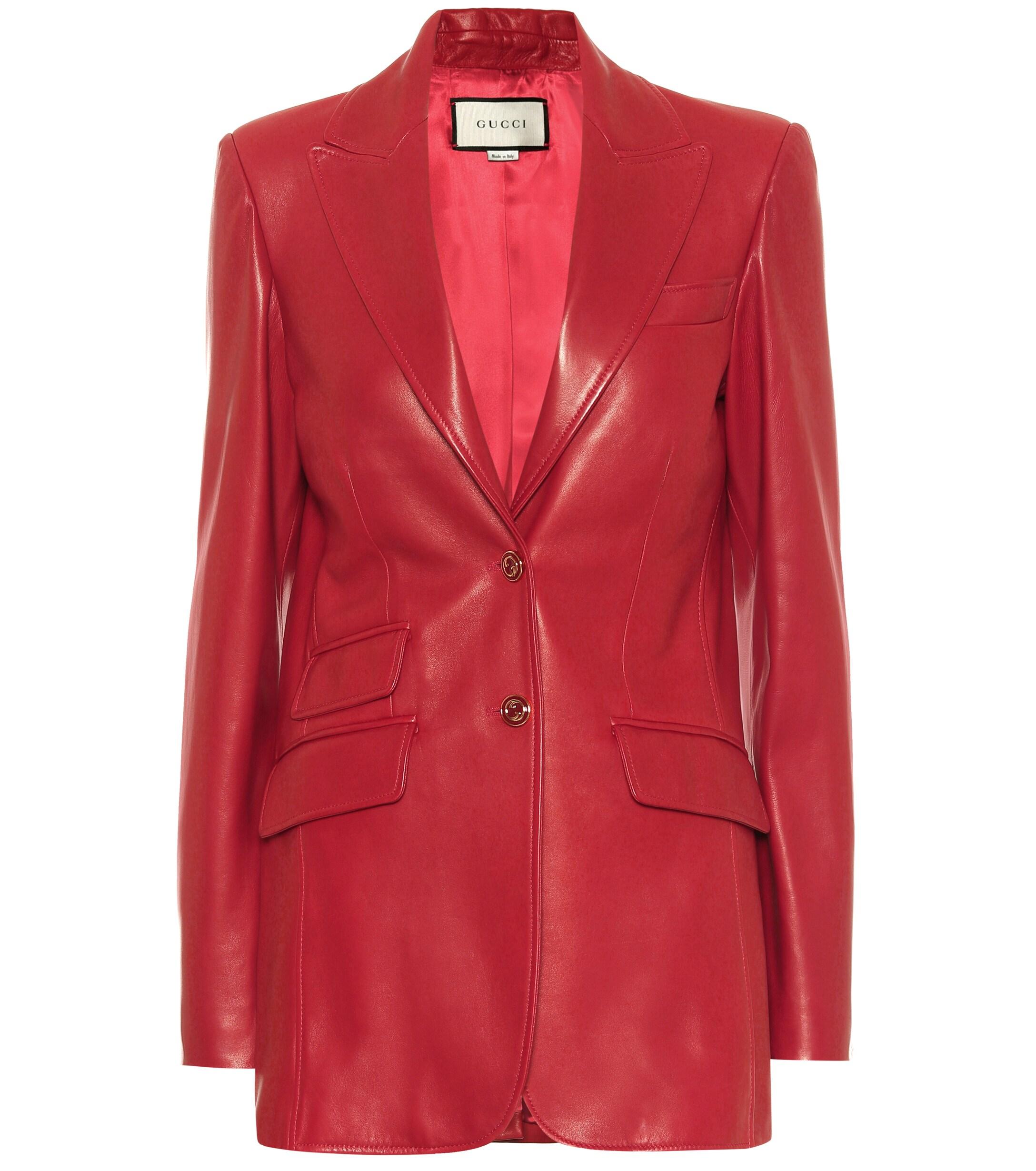 leather blazer red