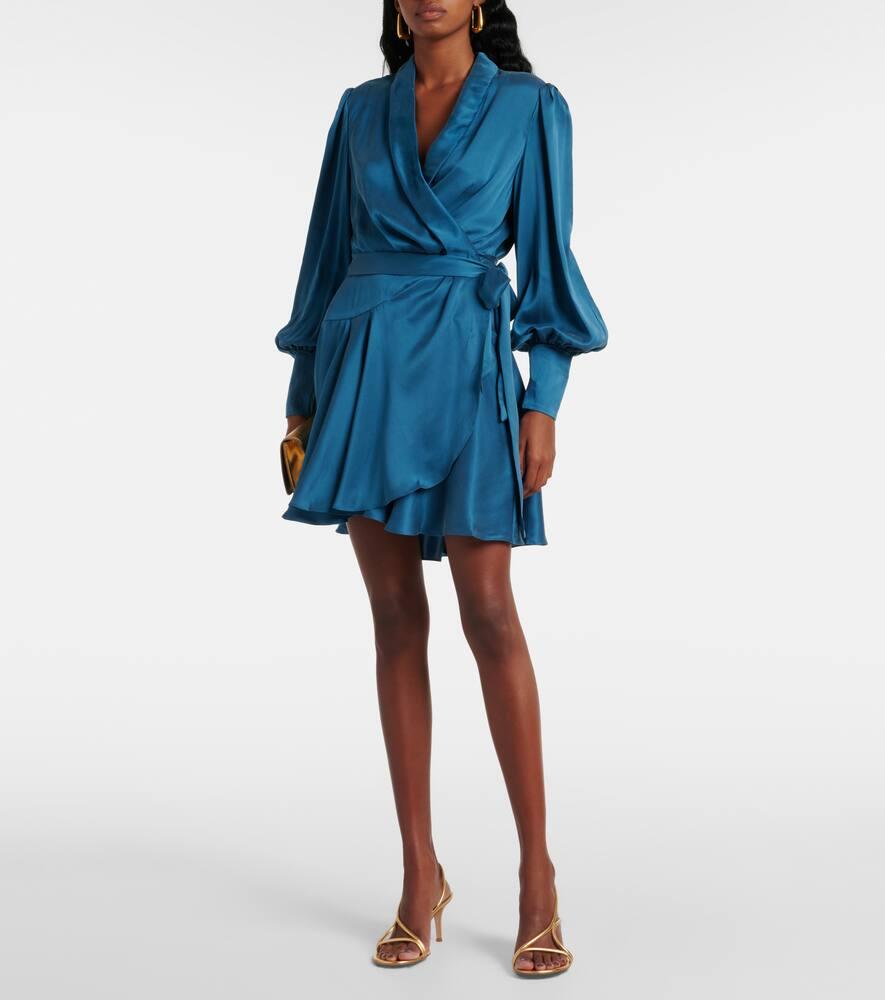 Zimmermann Silk Wrap Dress in Blue | Lyst Canada