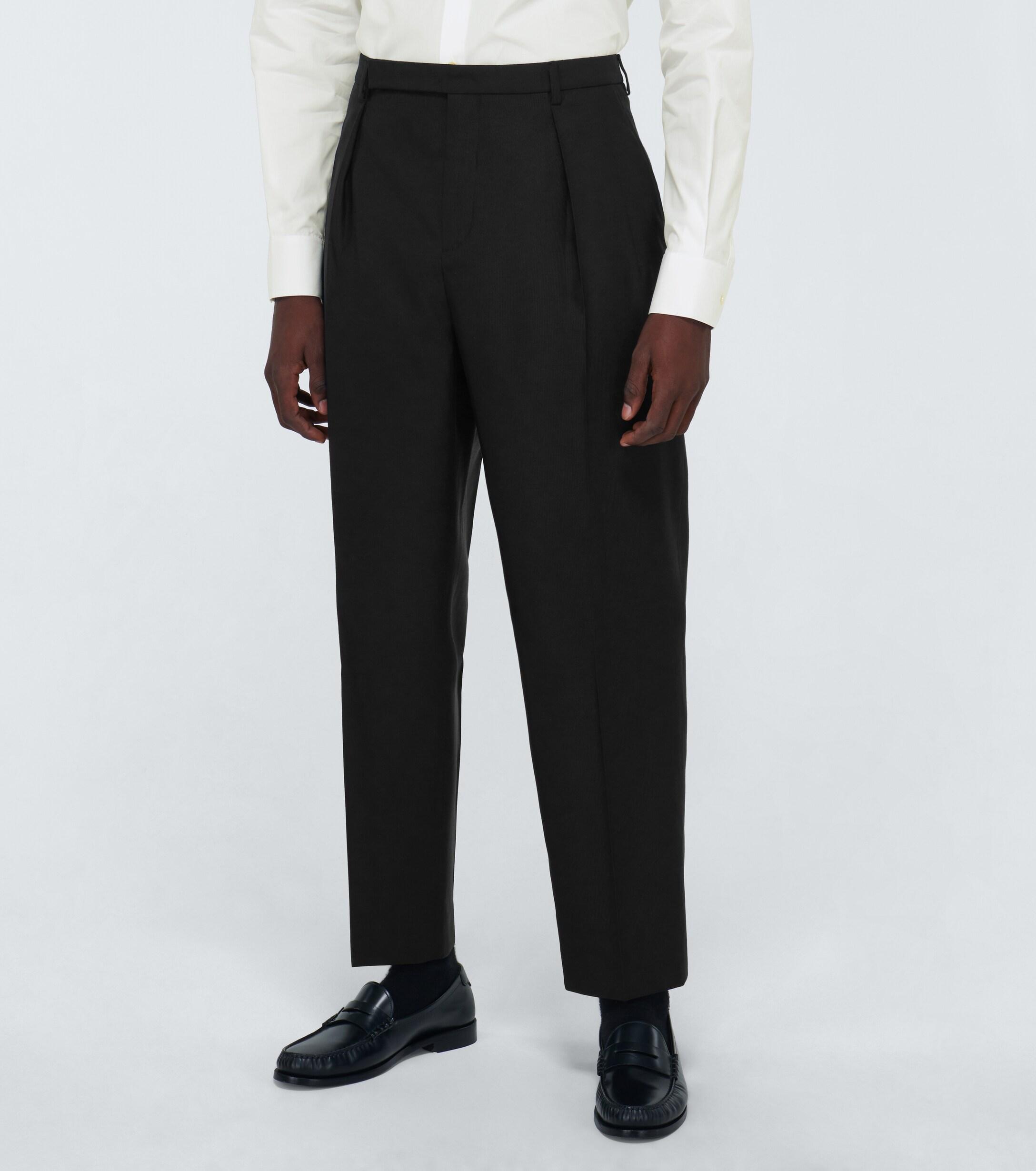 Saint Laurent Wool And Silk-blend Tailored Pants in Black for Men - Lyst