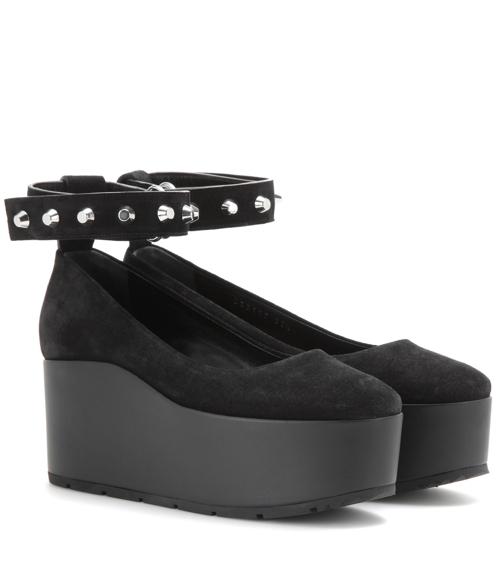Balenciaga Classic Strap Suede Platform Ballerinas in