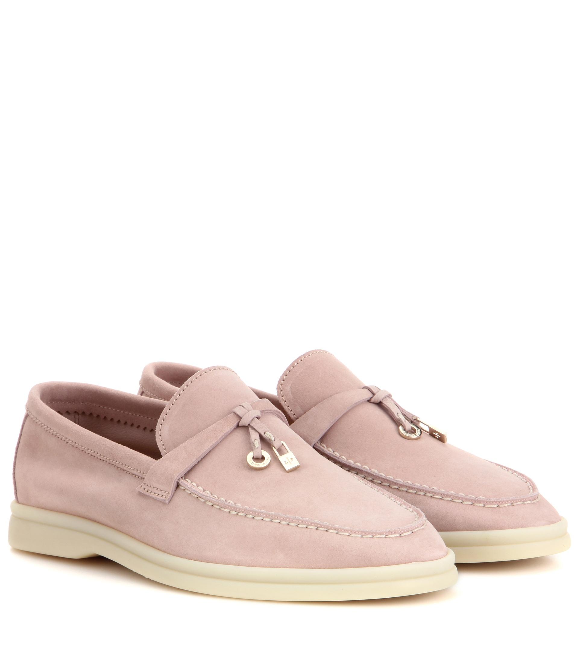 Loro Piana Summer Charms Walk Suede Loafers in Pink Lyst