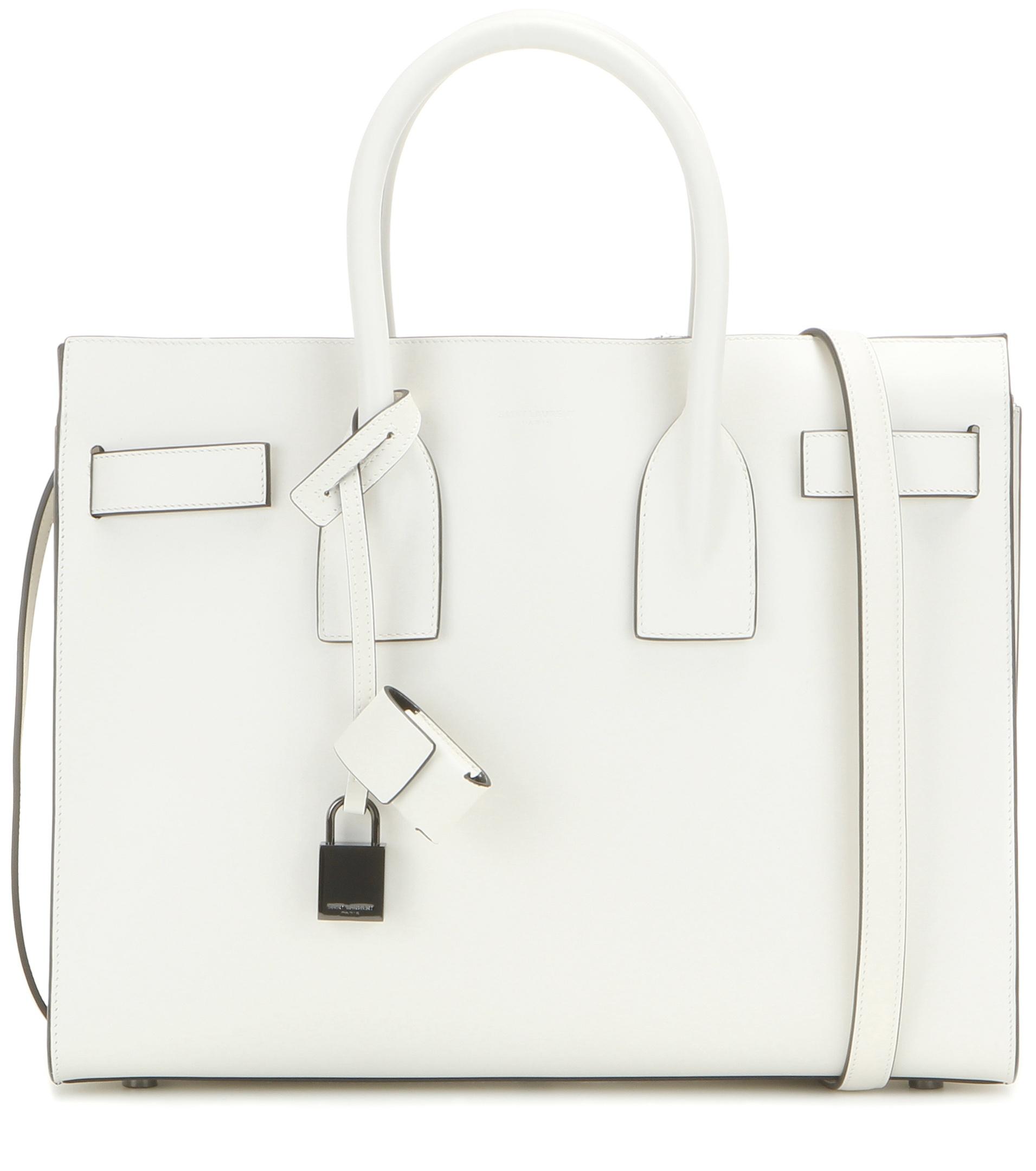 Saint laurent Sac De Jour Small Leather Tote in White | Lyst