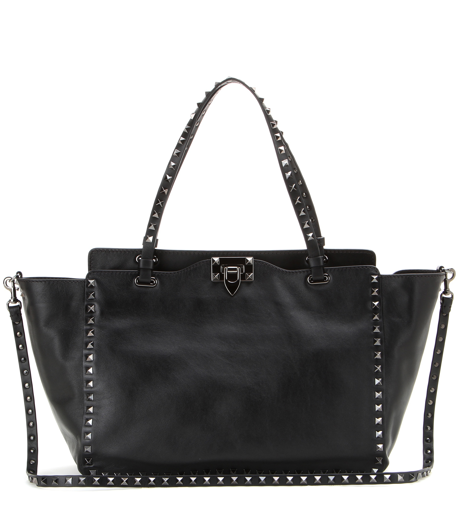 Valentino Rockstud Noir Small Leather Tote in Black - Lyst