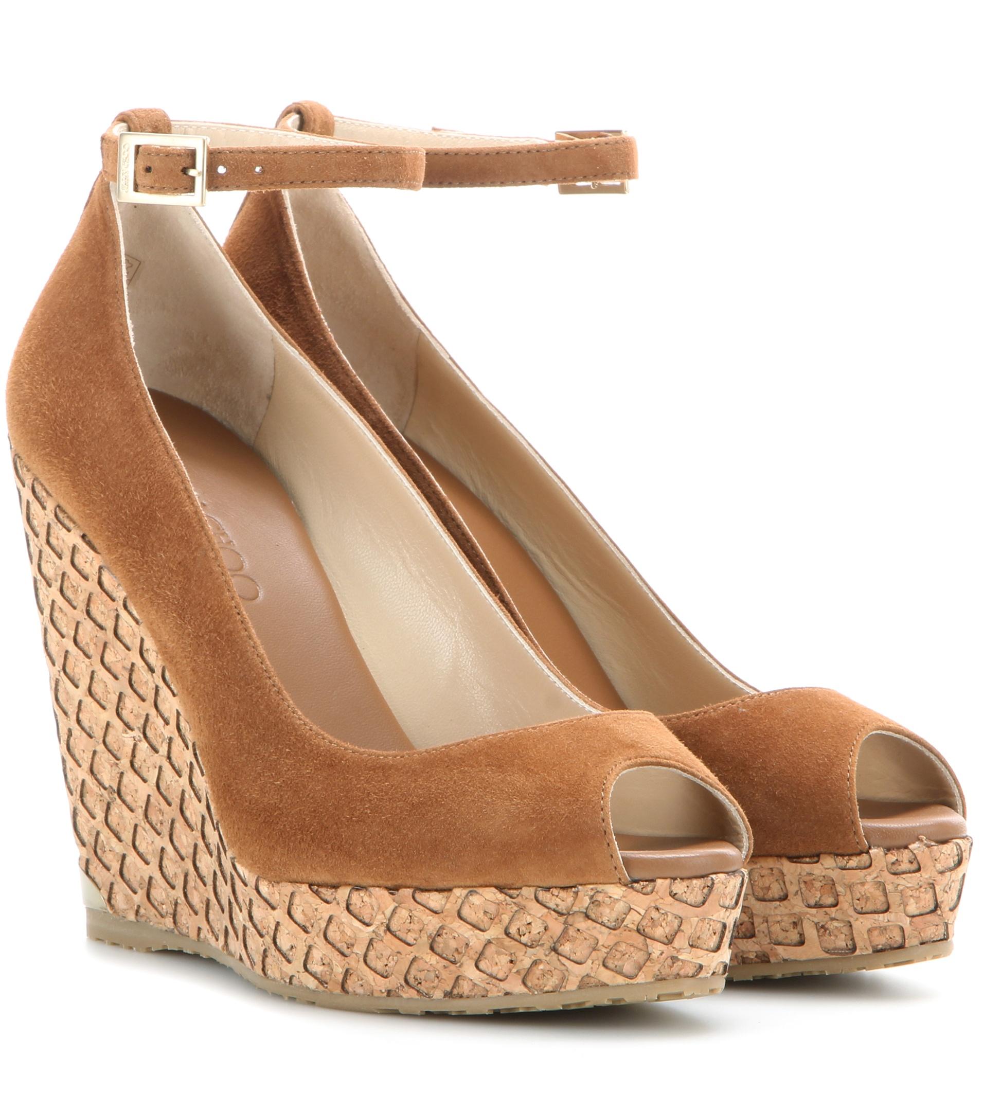 Jimmy Choo Pacific 120 Suede Wedge Sandals - Lyst