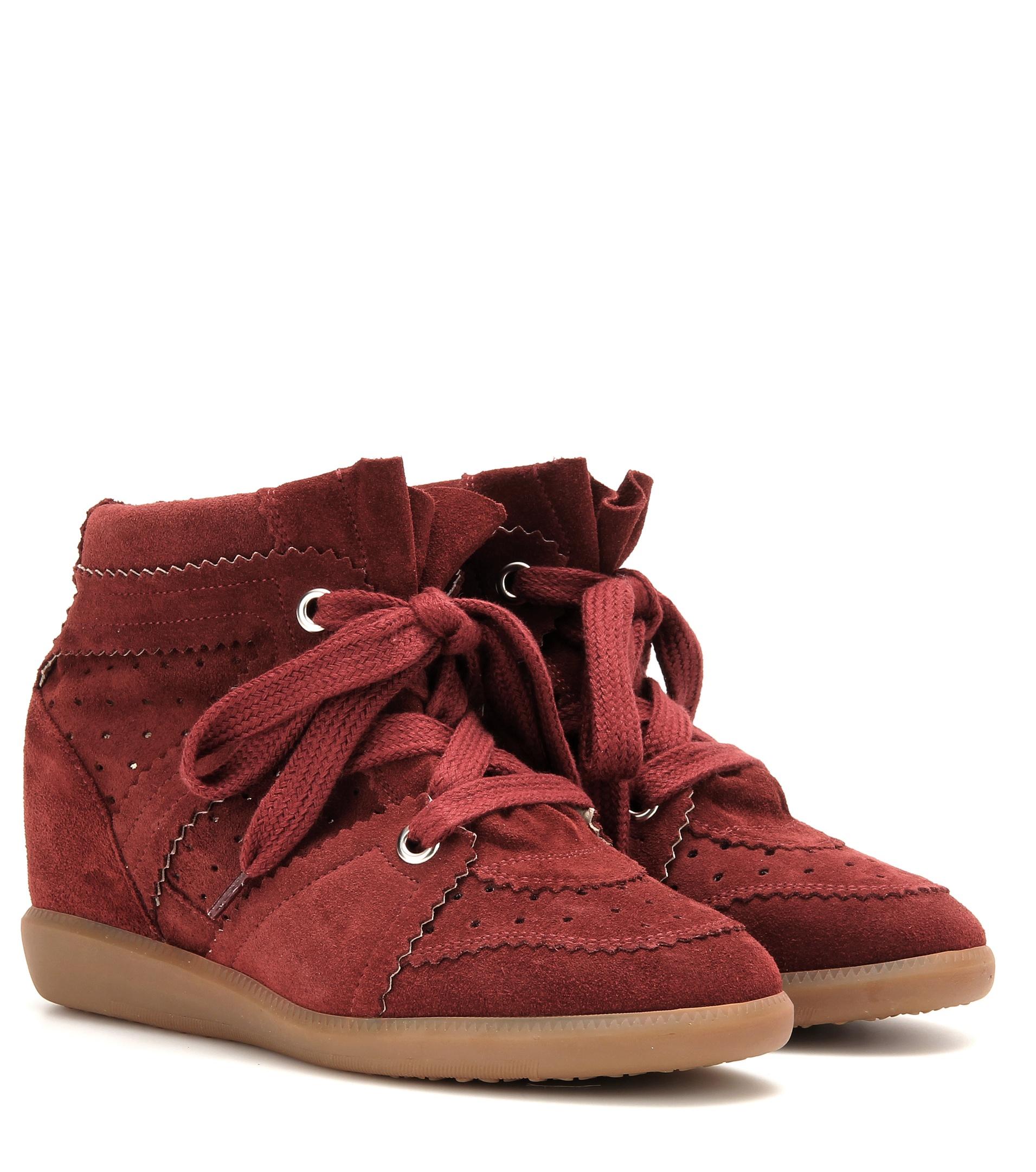 Isabel Marant Toile Bobby Concealed Wedge Suede Sneakers in Red - Lyst