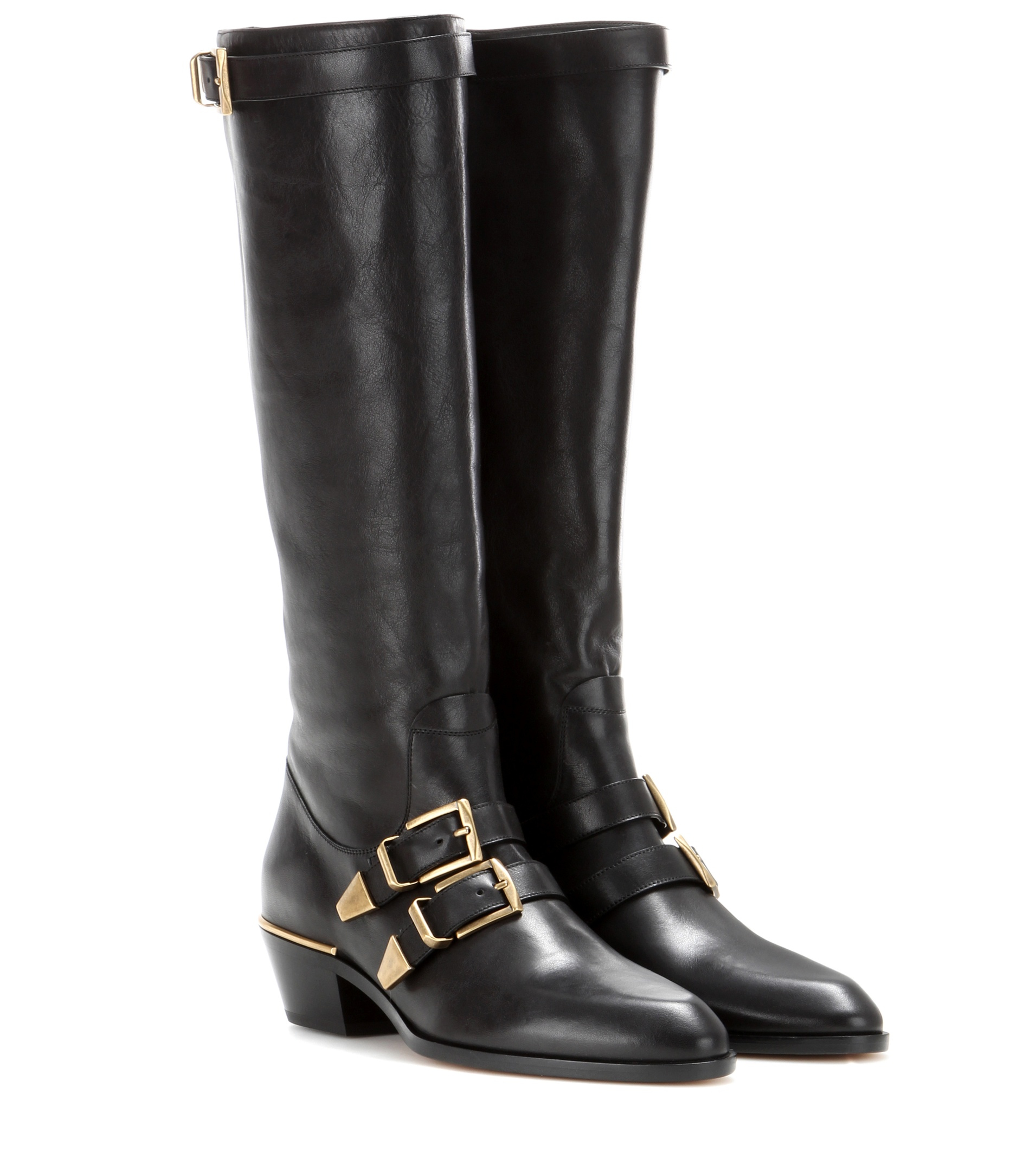 Chloé Leather Boots in Black | Lyst