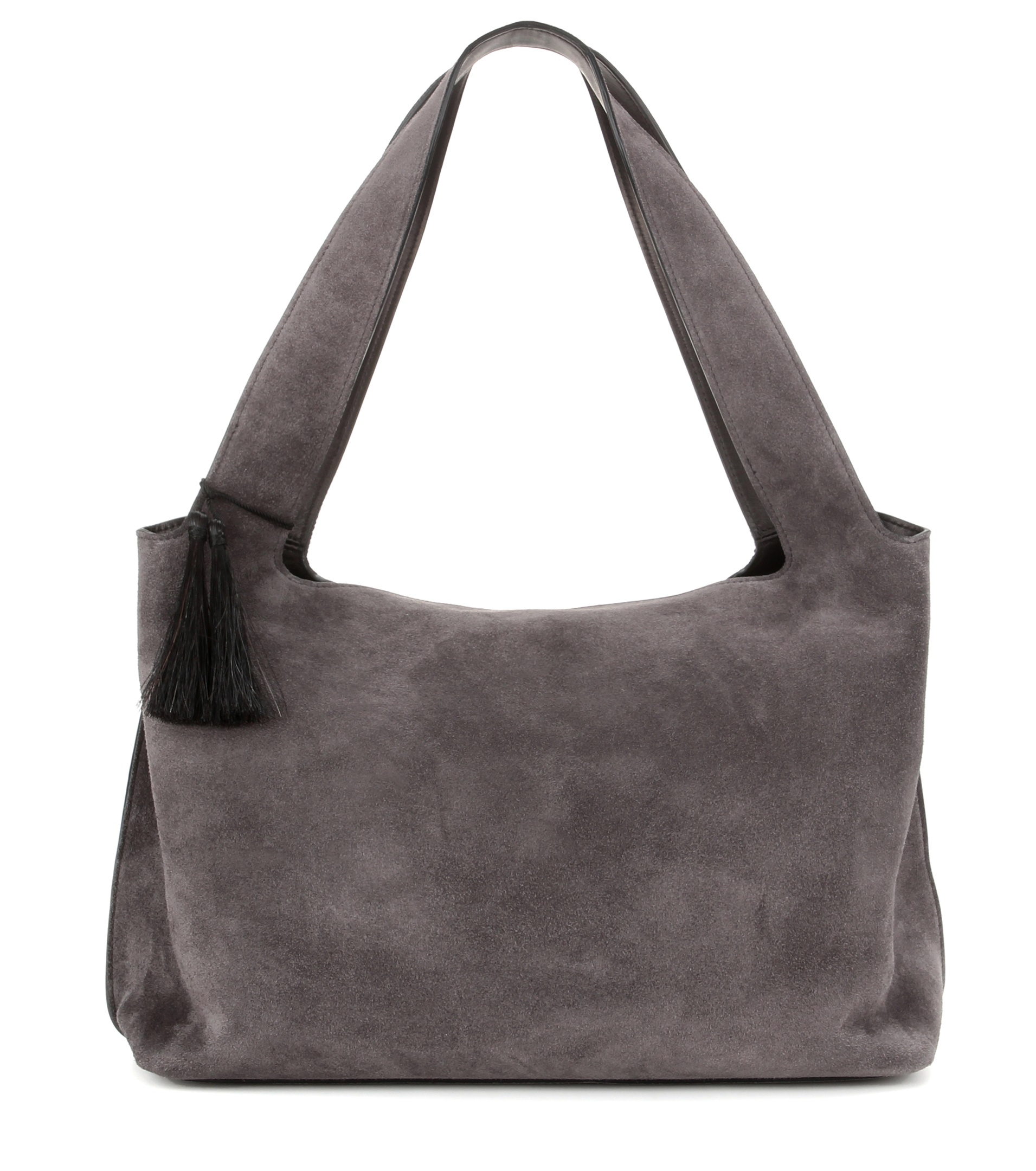 The Row Duplex Suede Shoulder Bag in Grey (Gray) - Lyst