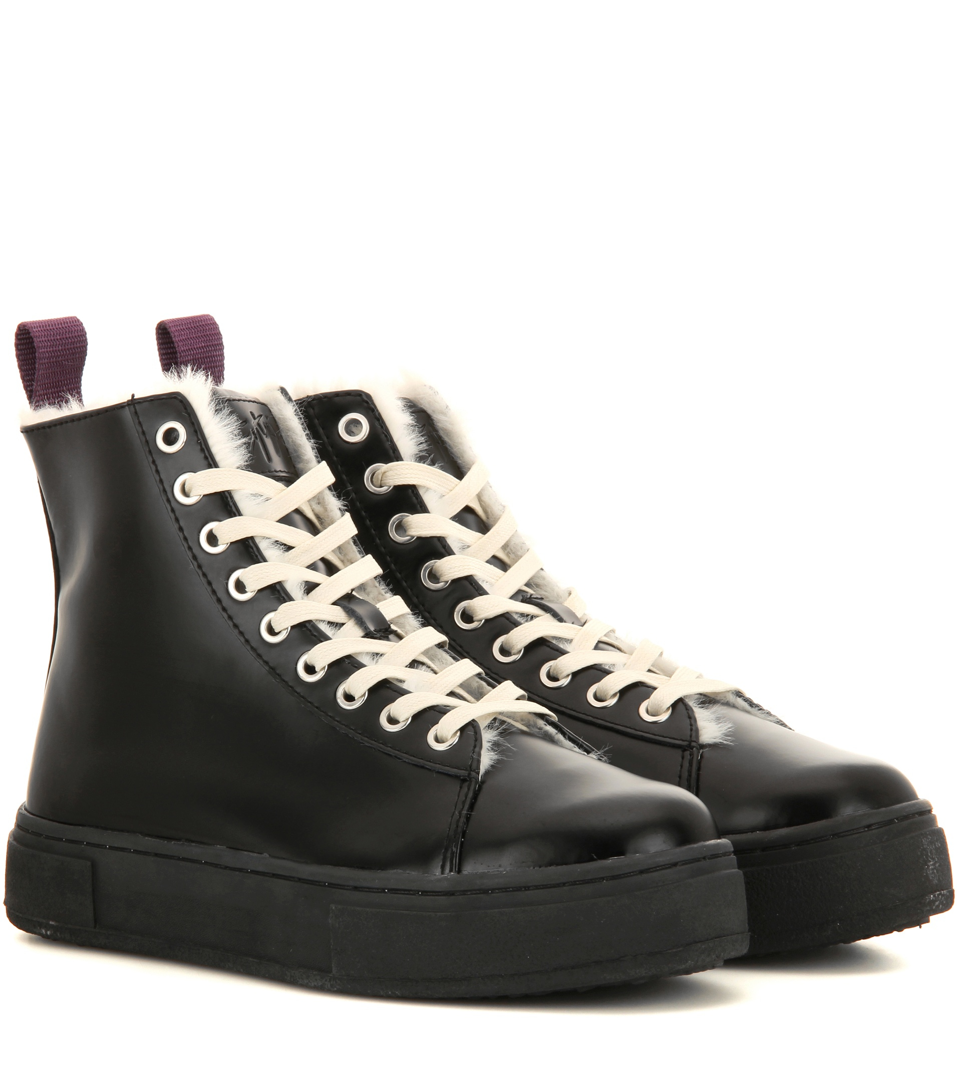 black fur lined trainers