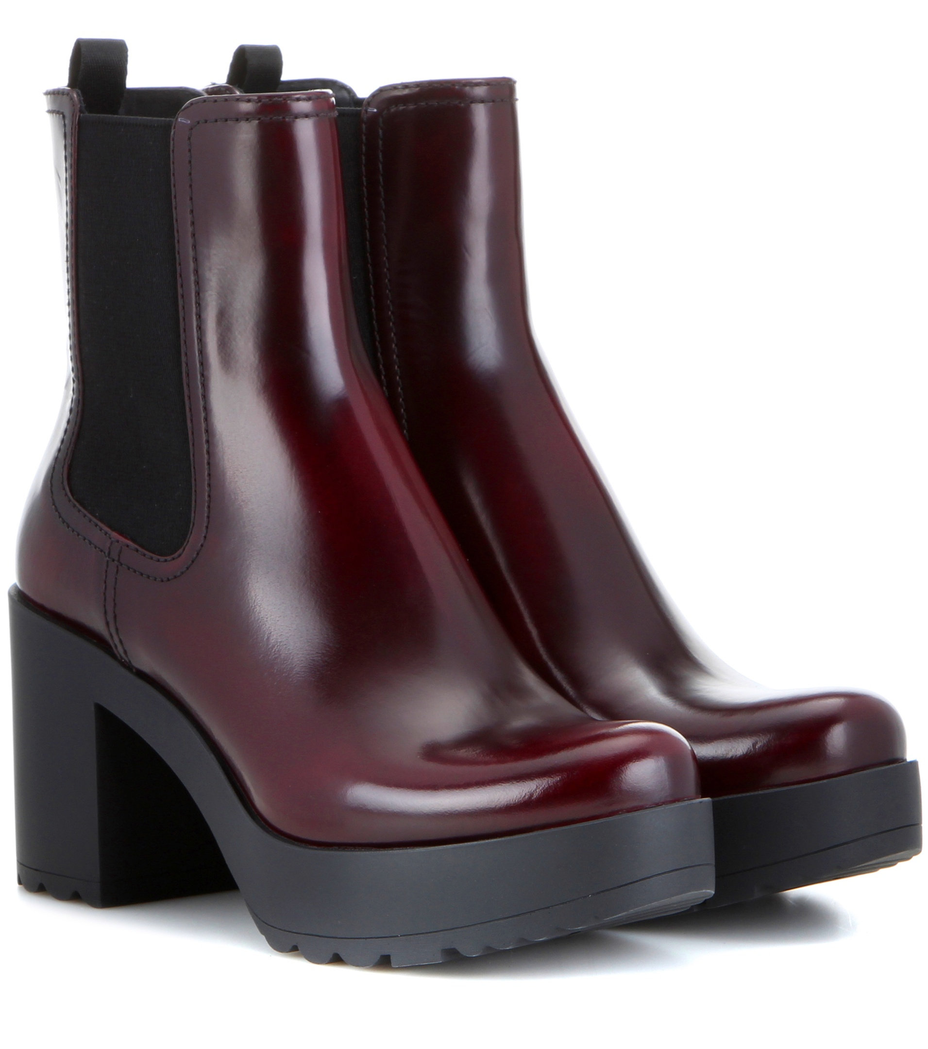 red patent heeled boots
