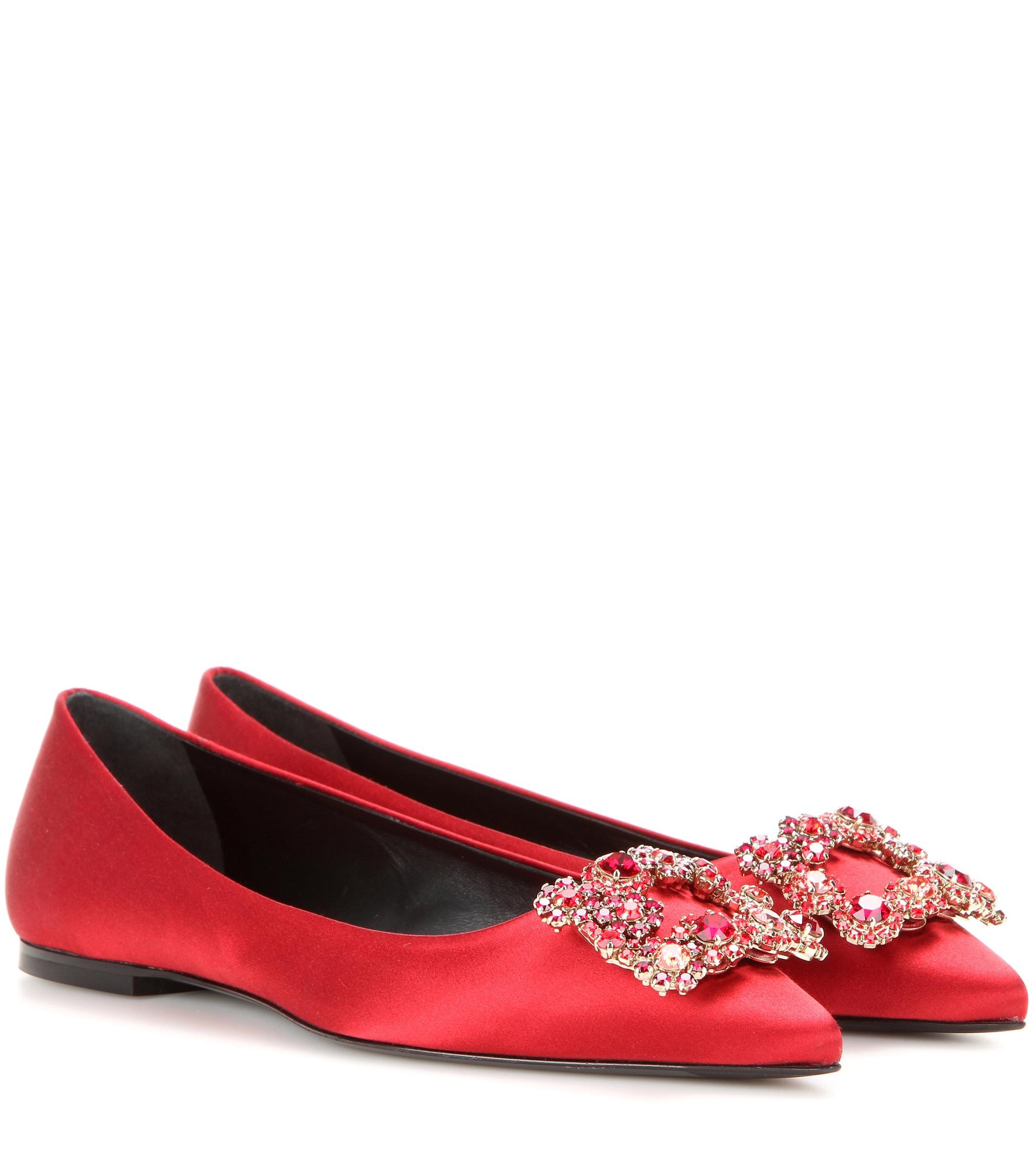 Lyst - Roger vivier Floral Strass Buckle Ballerina Flat in Red - Save 9%