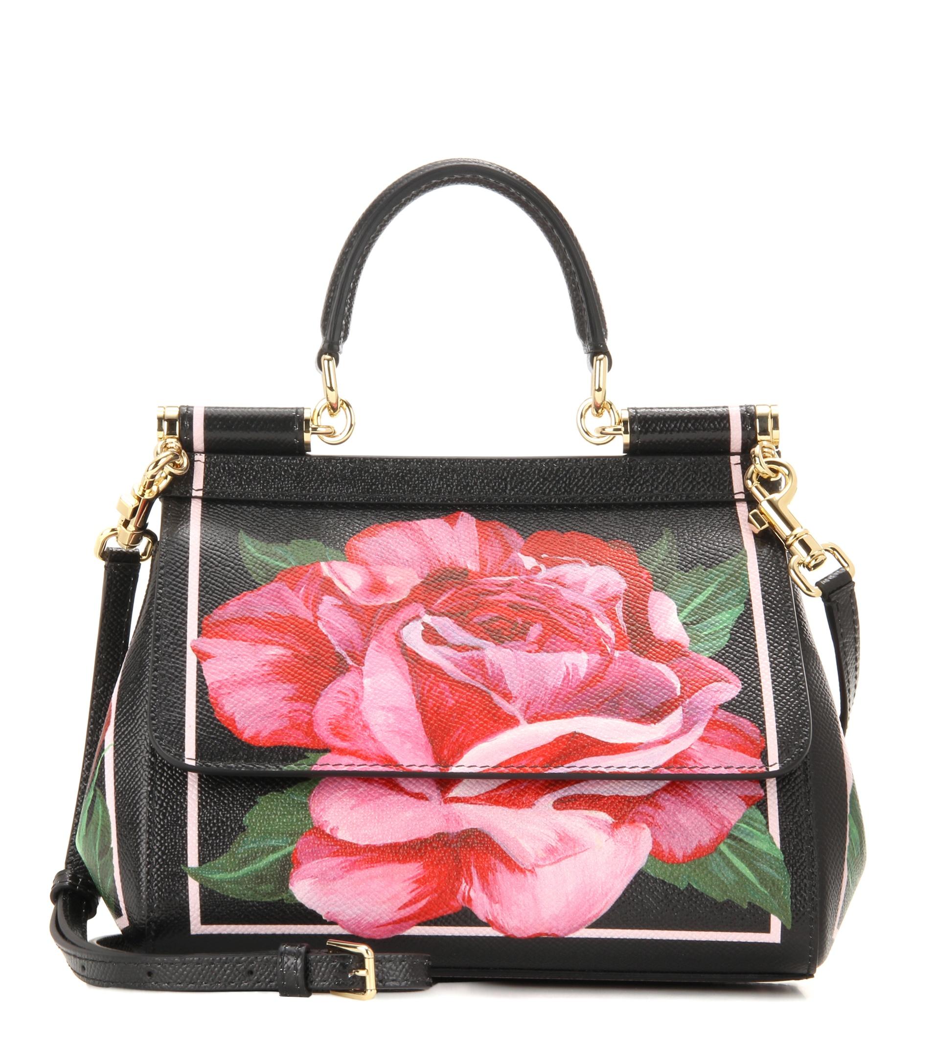 Dolce & gabbana Sicily Small Printed Leather Shoulder Bag in Pink Lyst