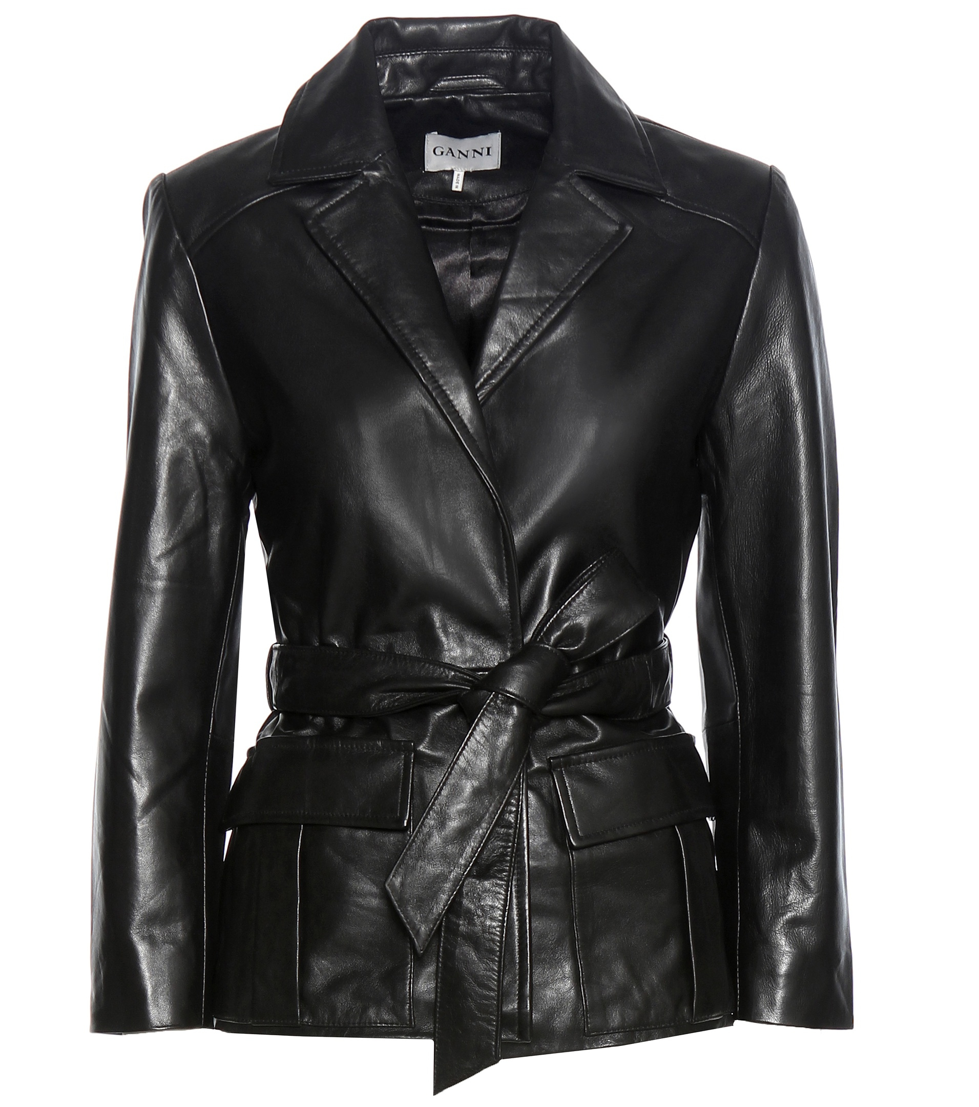 wrap leather jacket