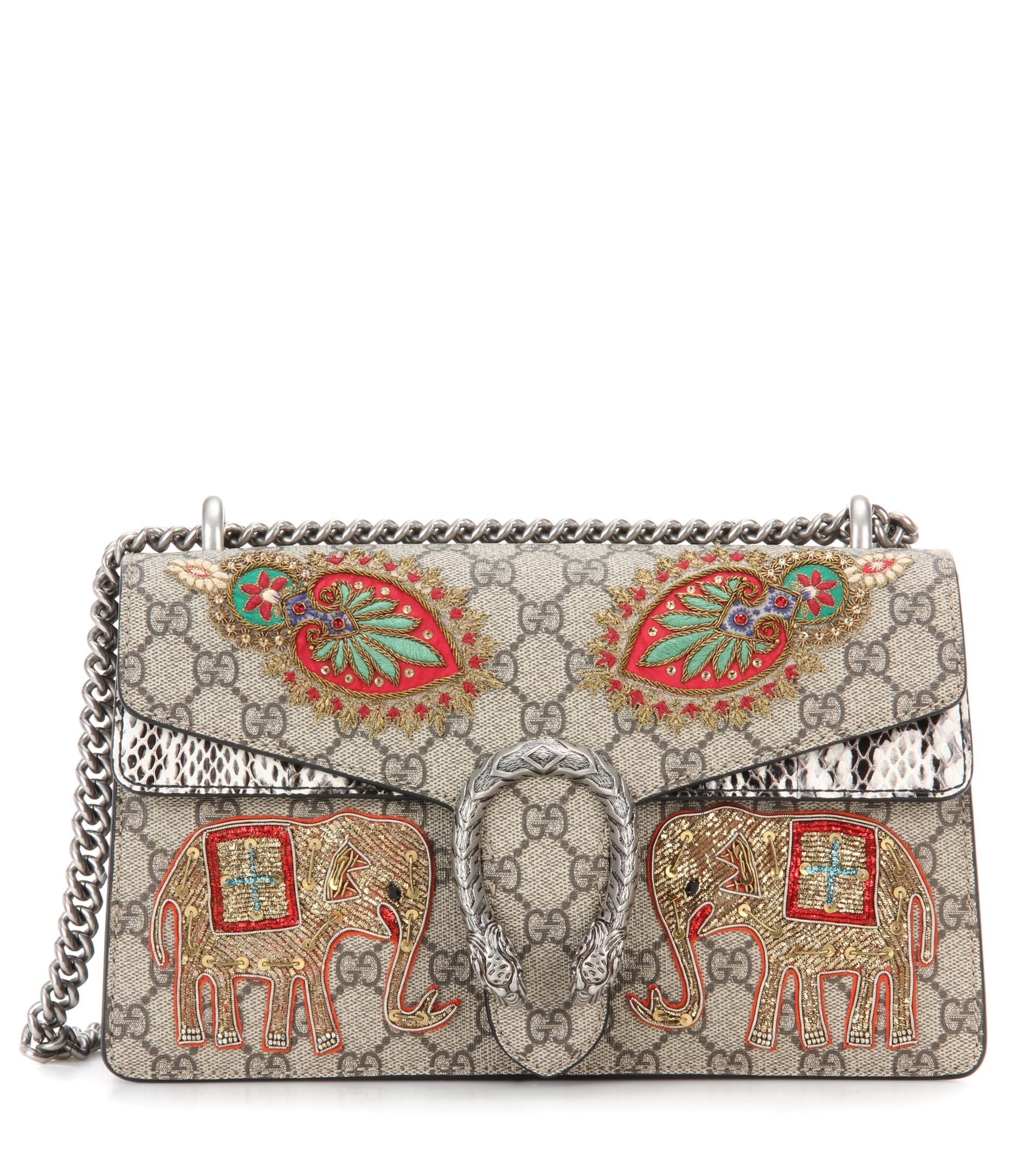 Small Dionysus Gg Supreme Canvas ' Suede Shoulder Bag