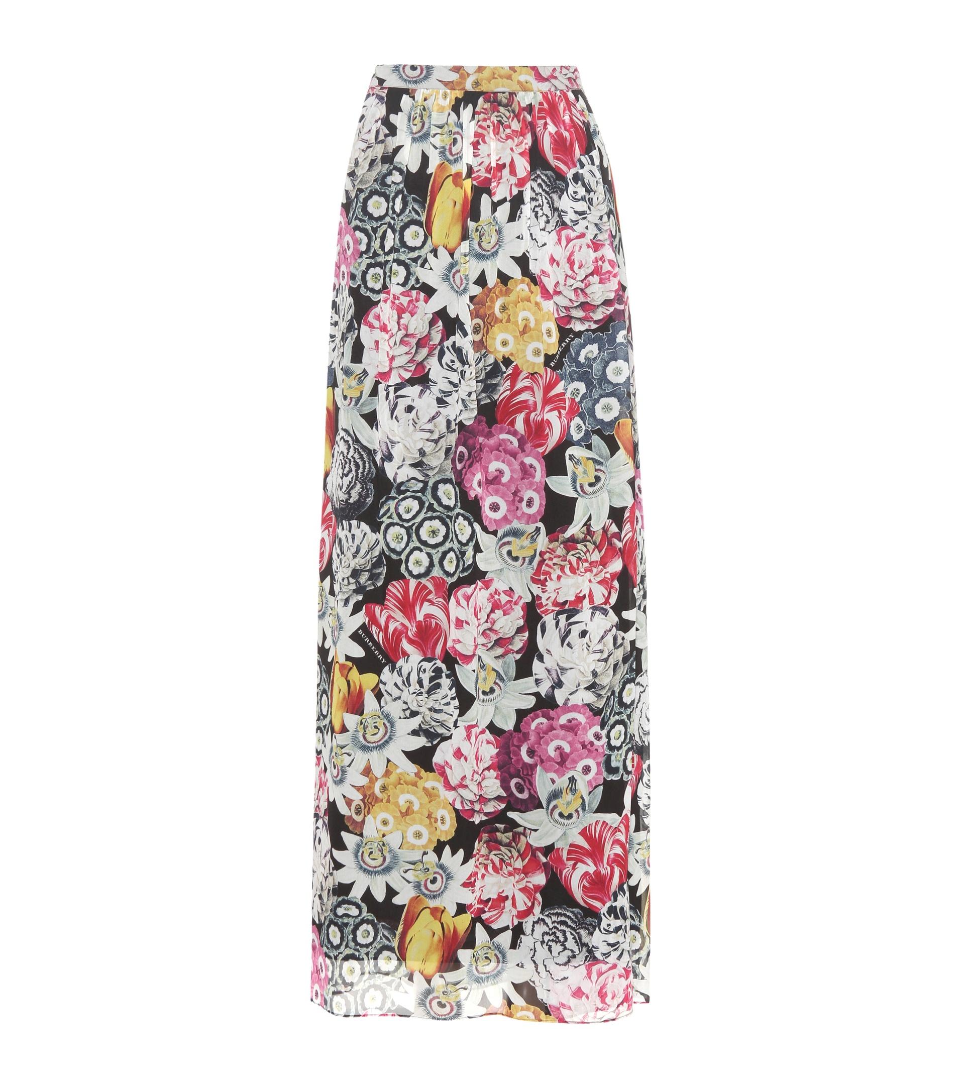 Burberry Floral-printed Silk Maxi Skirt - Lyst