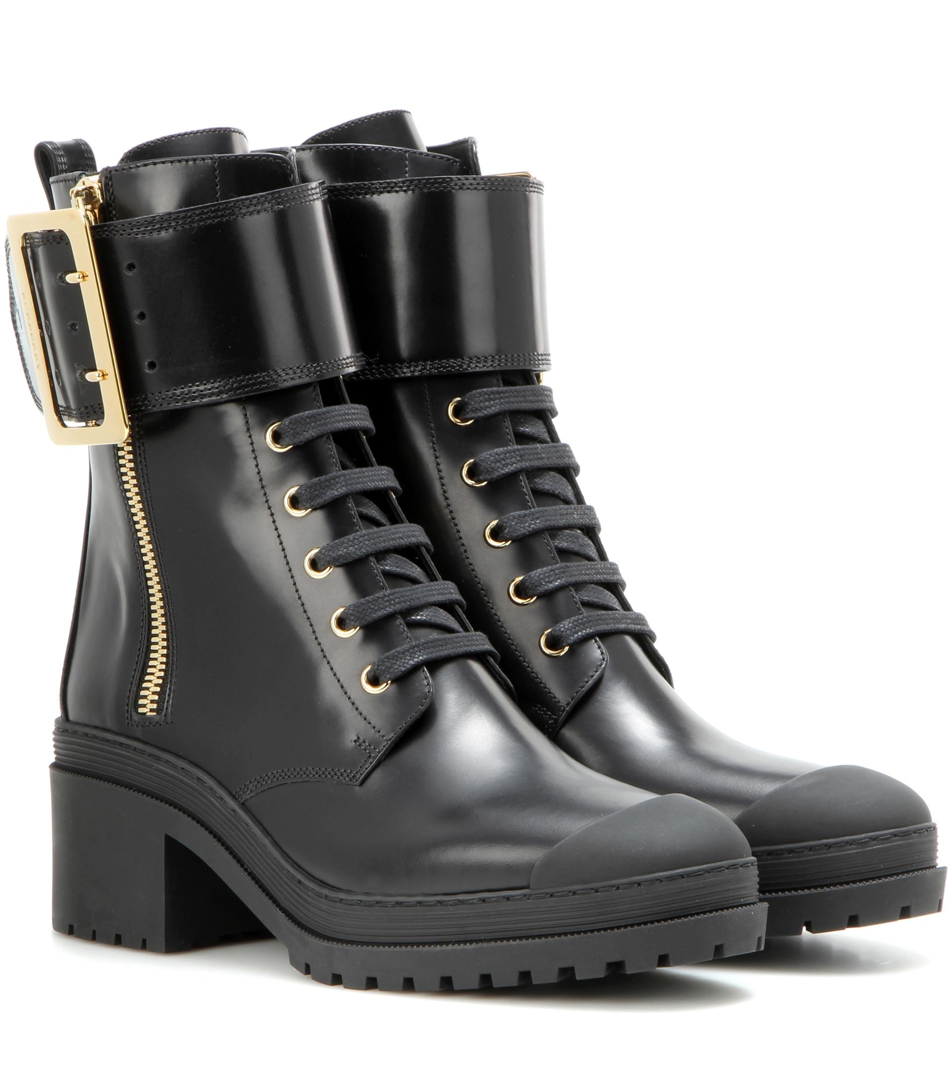 Burberry Scarcroft Leather Boots in Black - Lyst