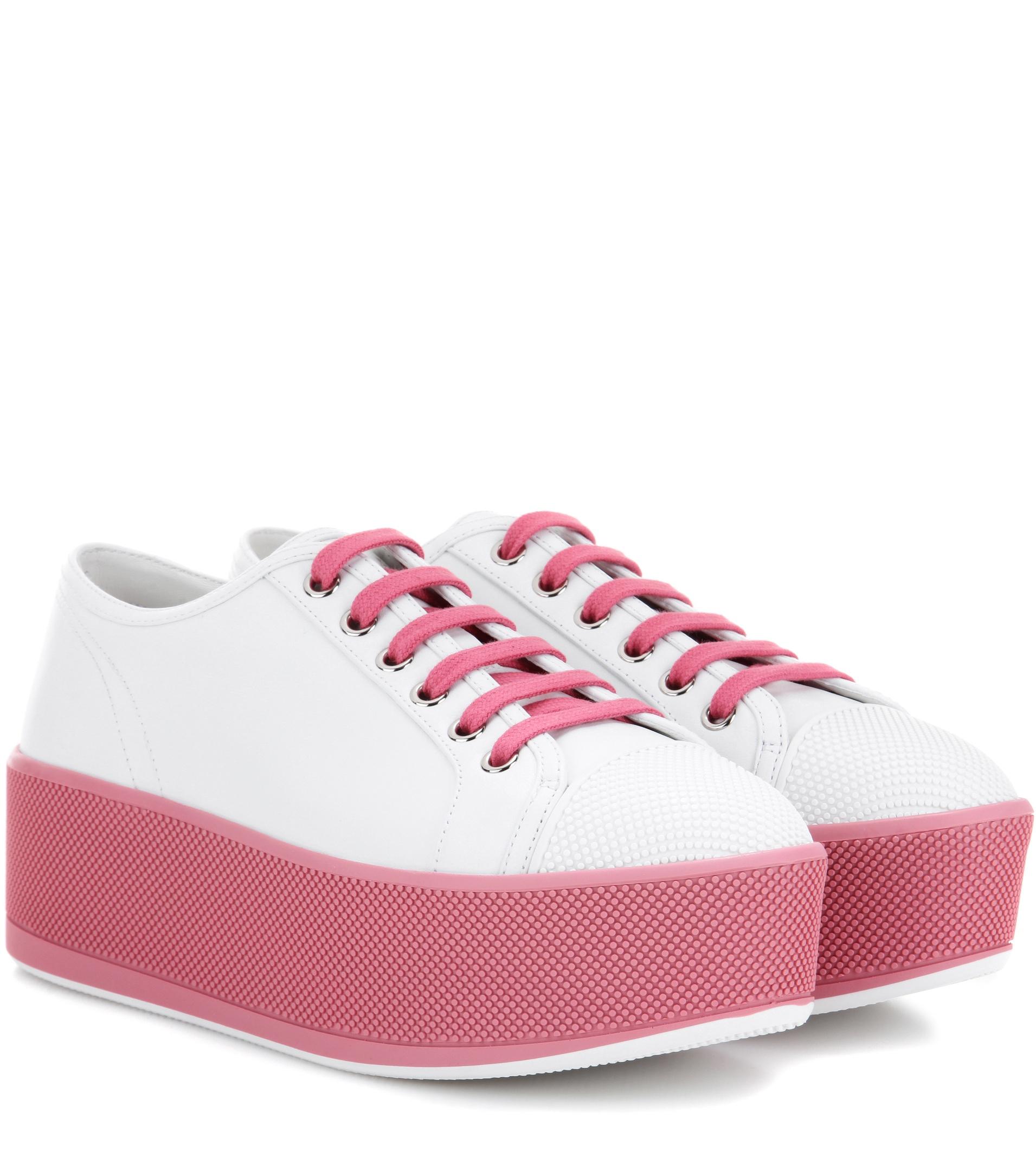 Prada Leather Sneakers in White - Lyst