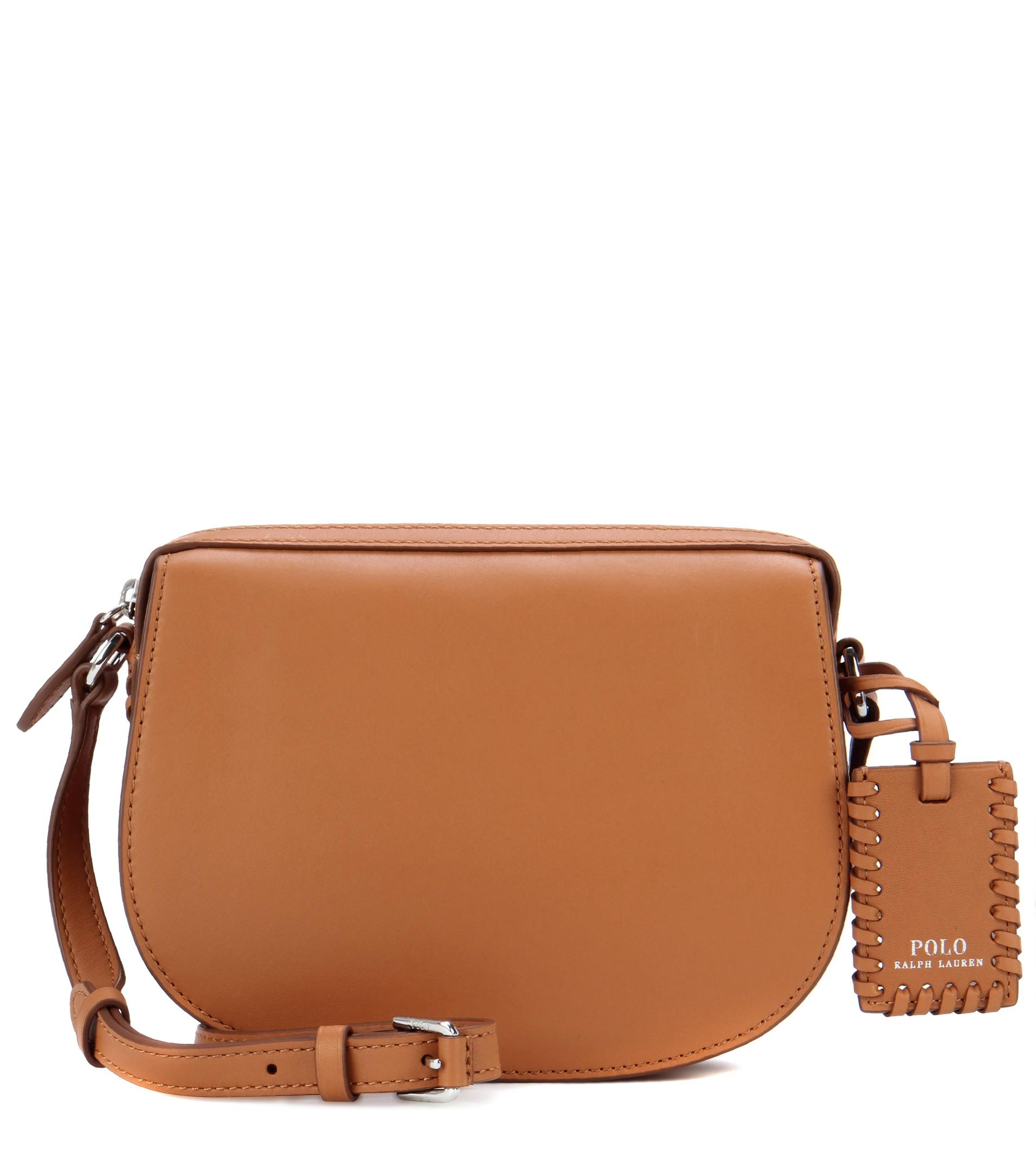 Polo Ralph Lauren Saddle Leather Crossbody Bag in Brown - Lyst