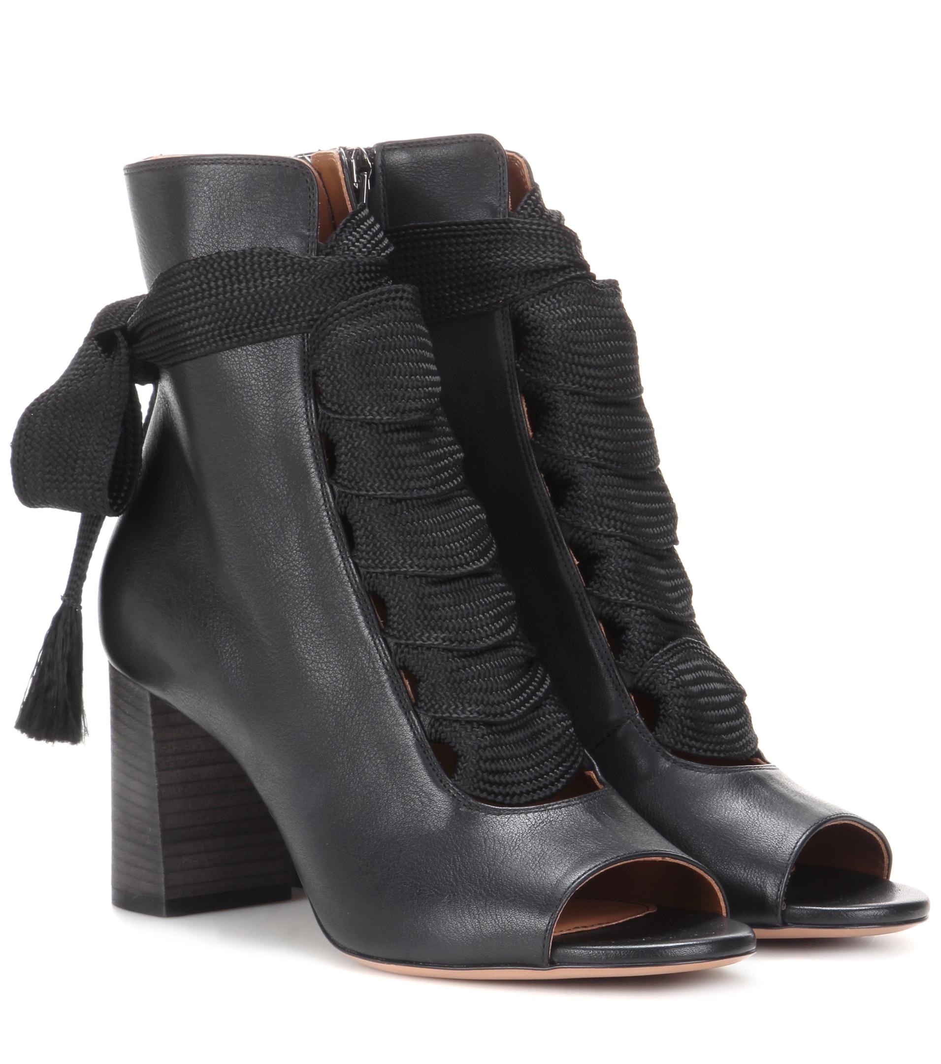 topshop harper leather high ankle boot in black