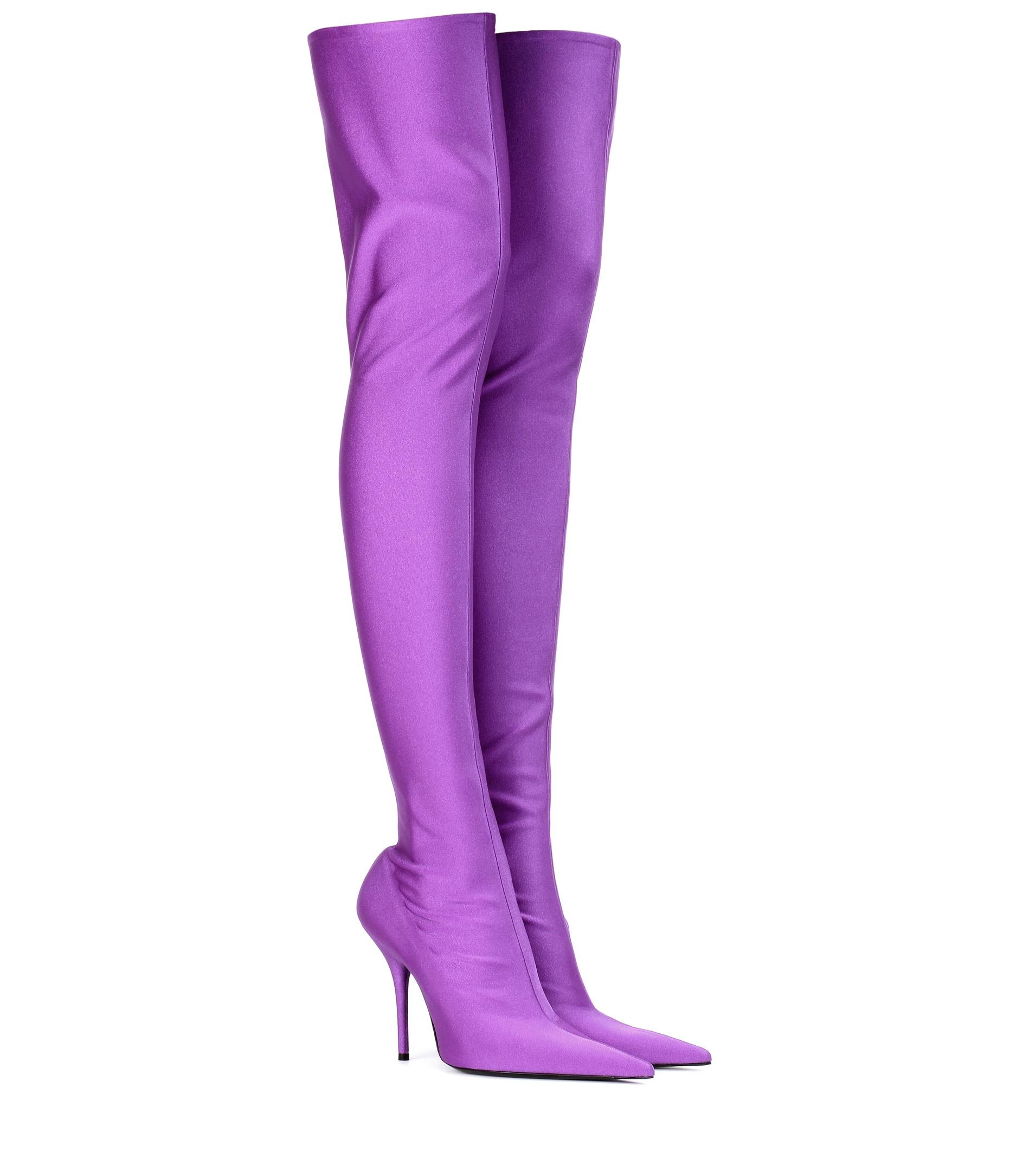 Balenciaga Synthetic Over-the-knee Spandex Boot in Purple | Lyst