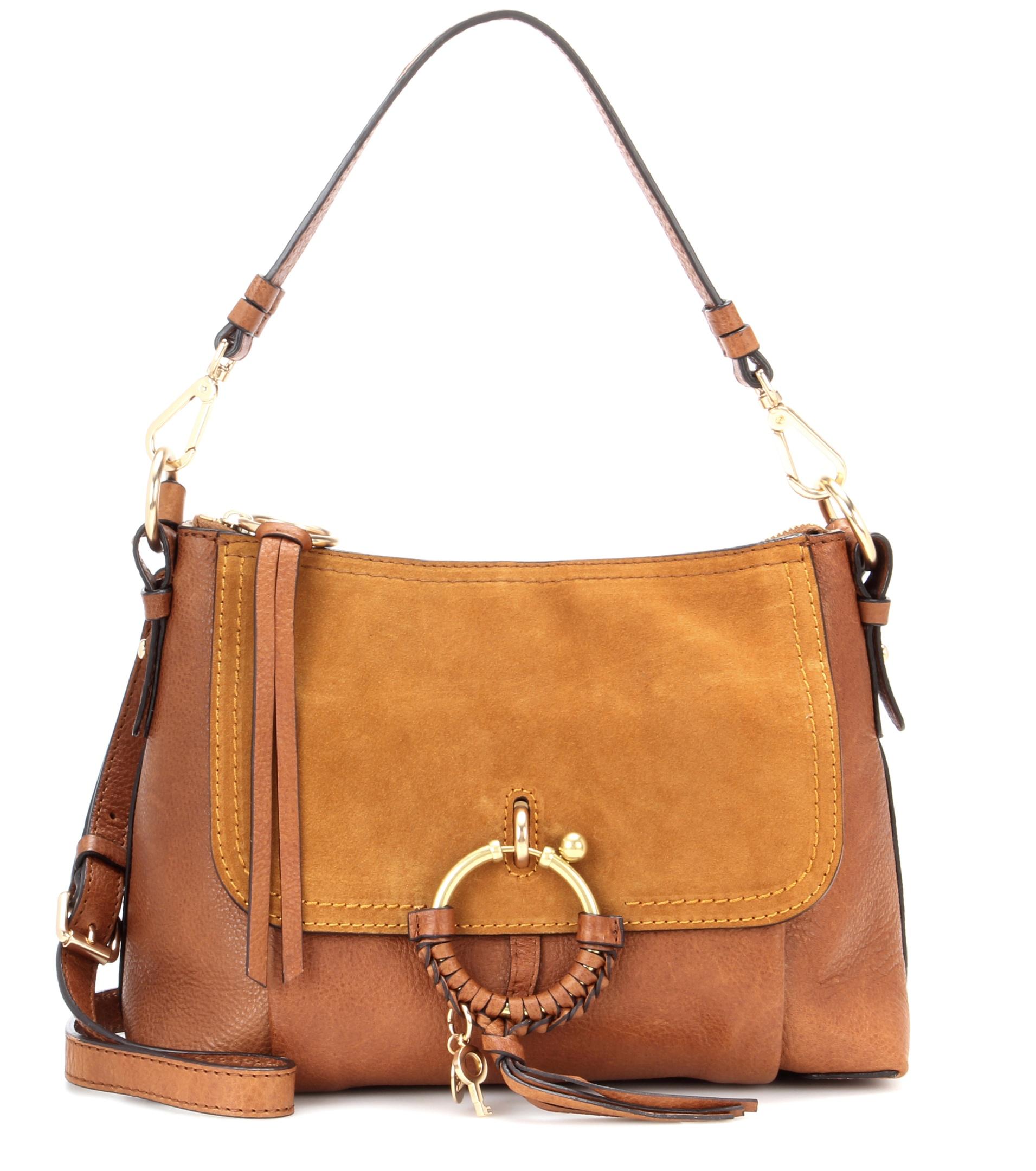 See By Chloé Joan Small Leather And Suede Crossbody Bag in Brown - Lyst