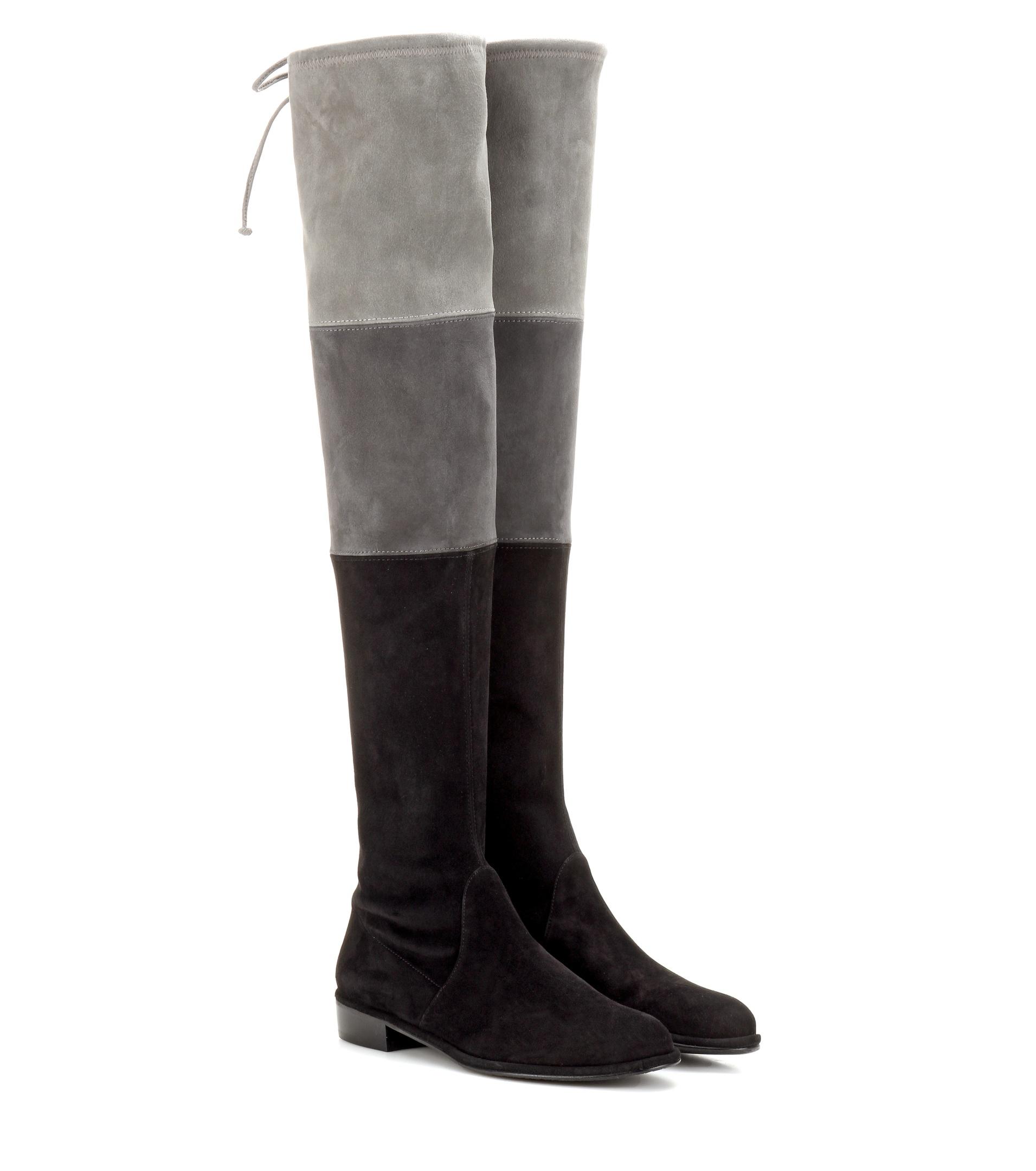 Stuart Weitzman Lowland Skimmer Suede Over-the-knee Boots in Gray - Lyst