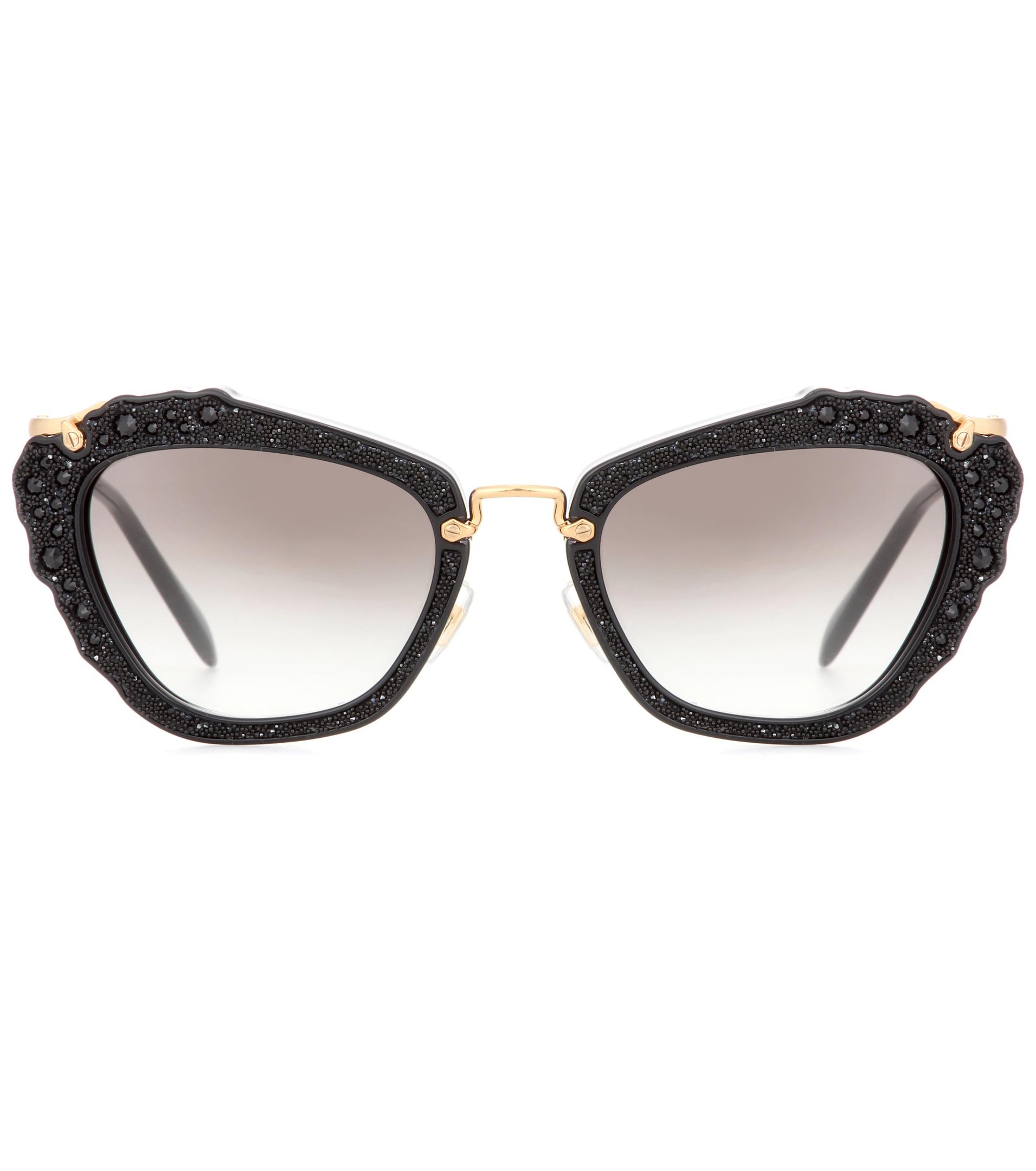 Miu miu Embellished Cateye Sunglasses in Black Lyst