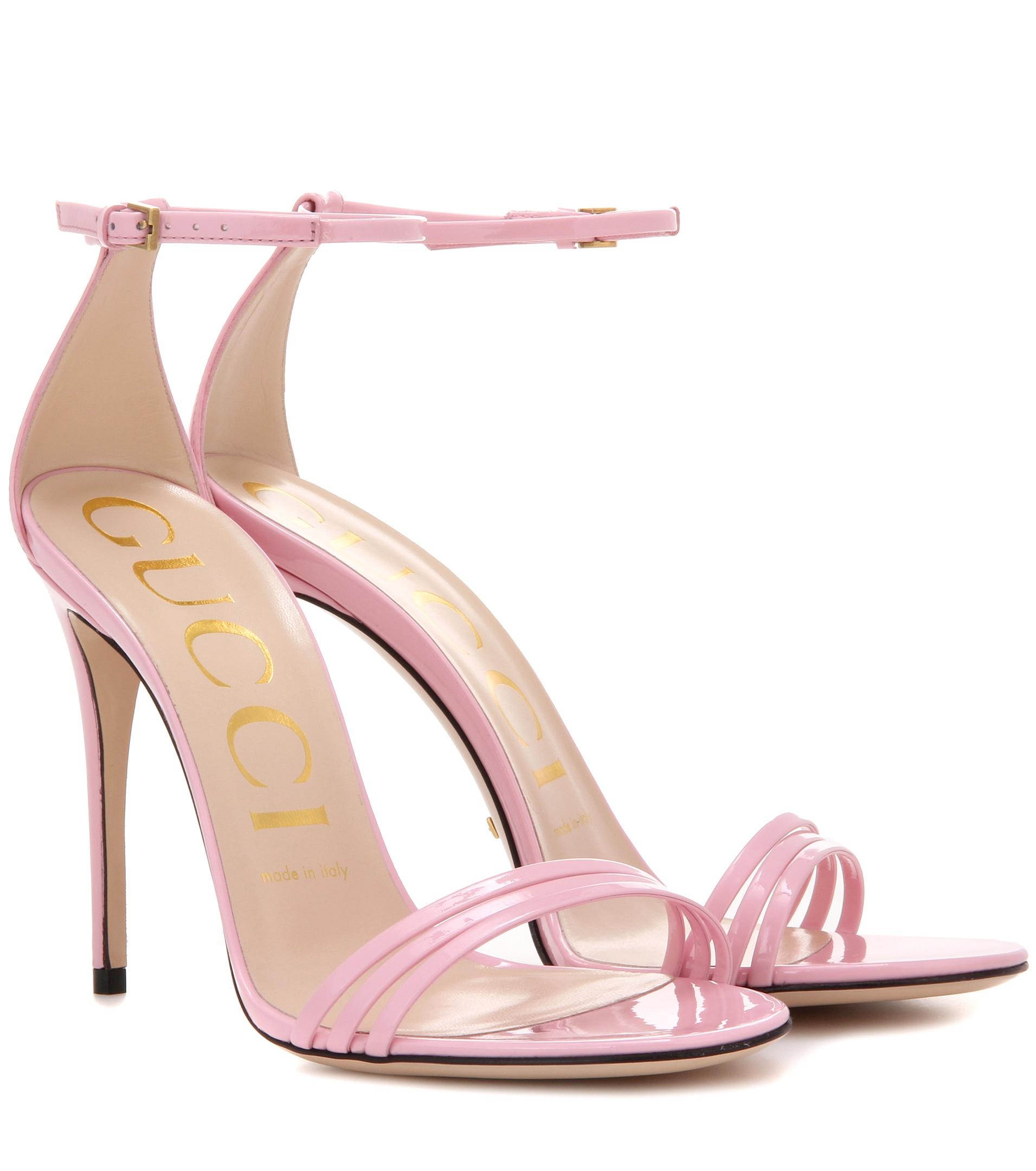 Gucci Patent Leather Sandals in Pink - Lyst