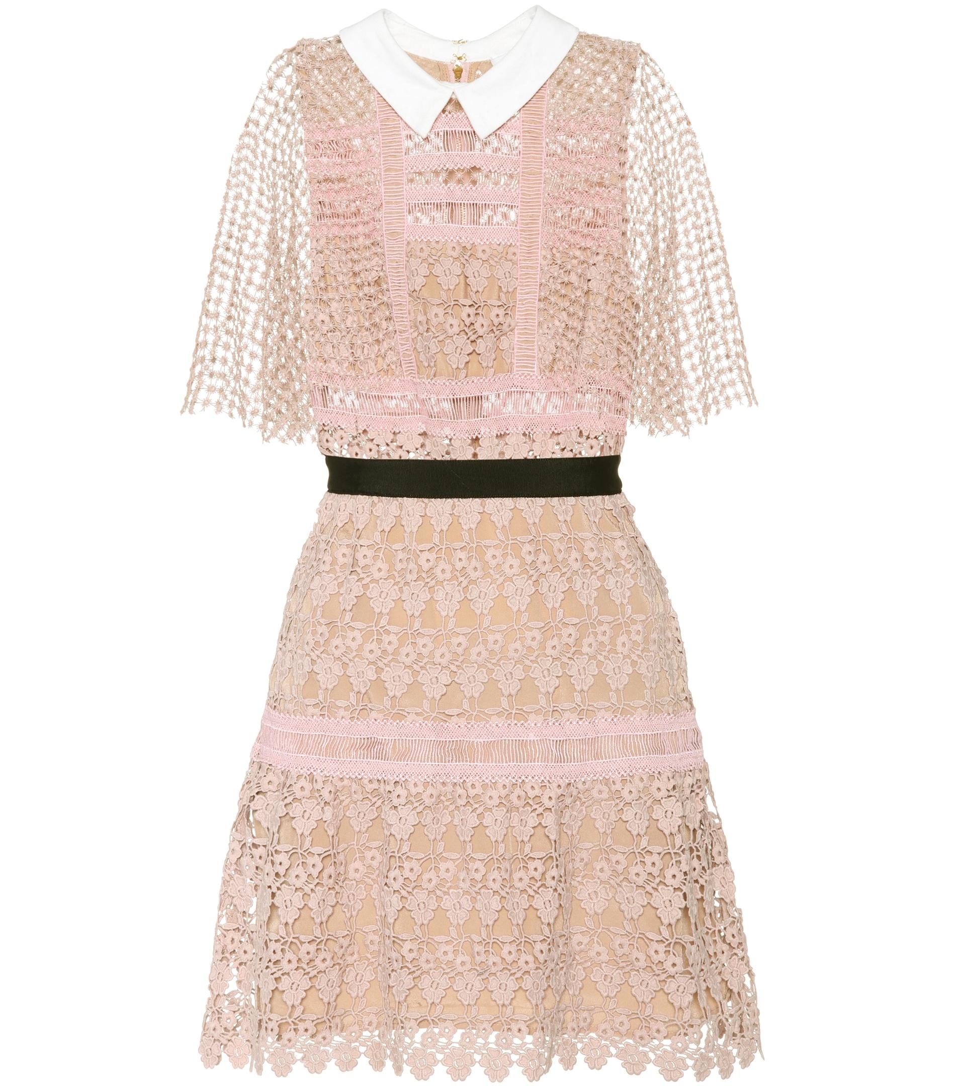 self portrait floral vine cape mini dress