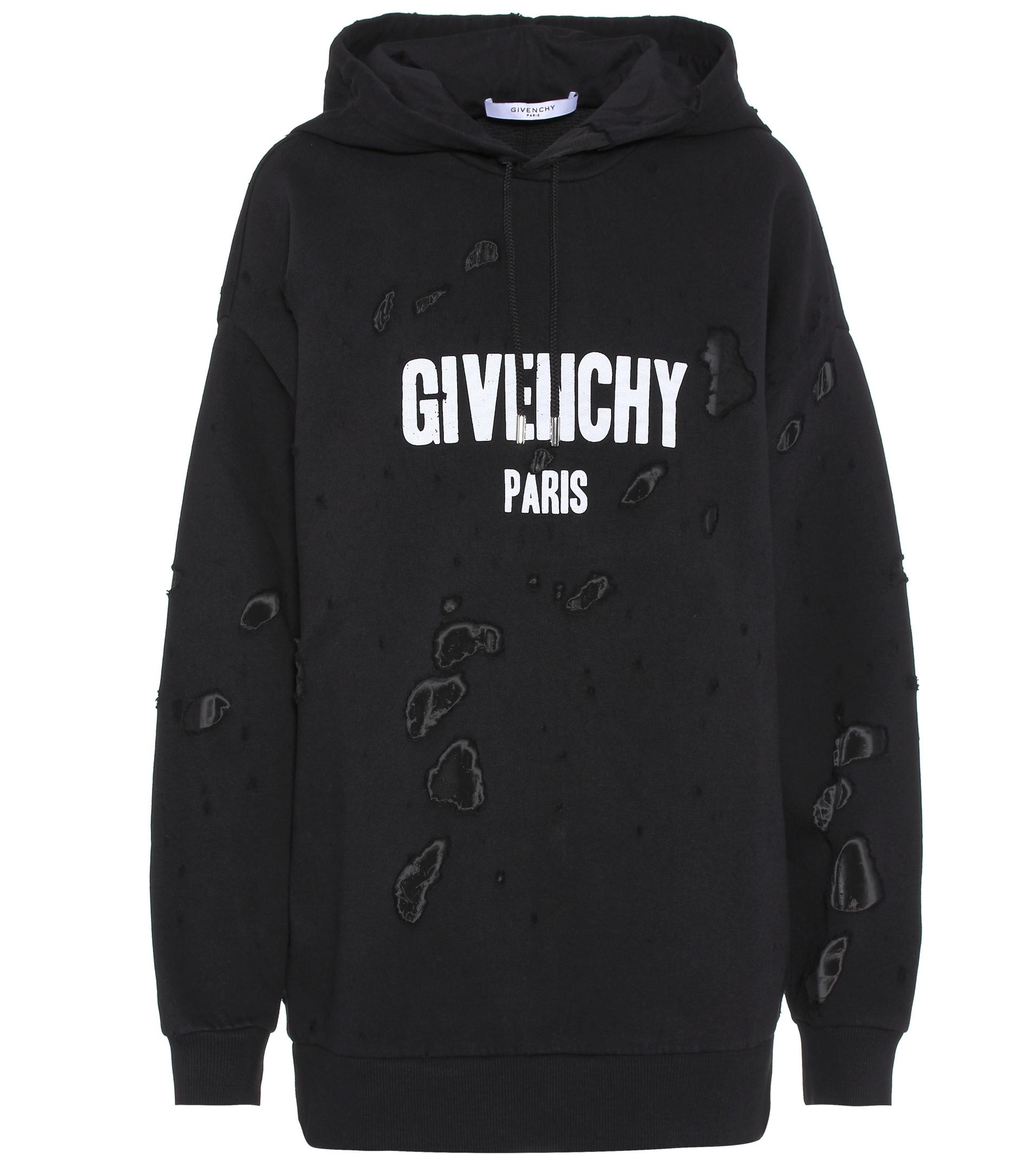 Givenchy Distressed Oversized Hoodie in Black - Lyst