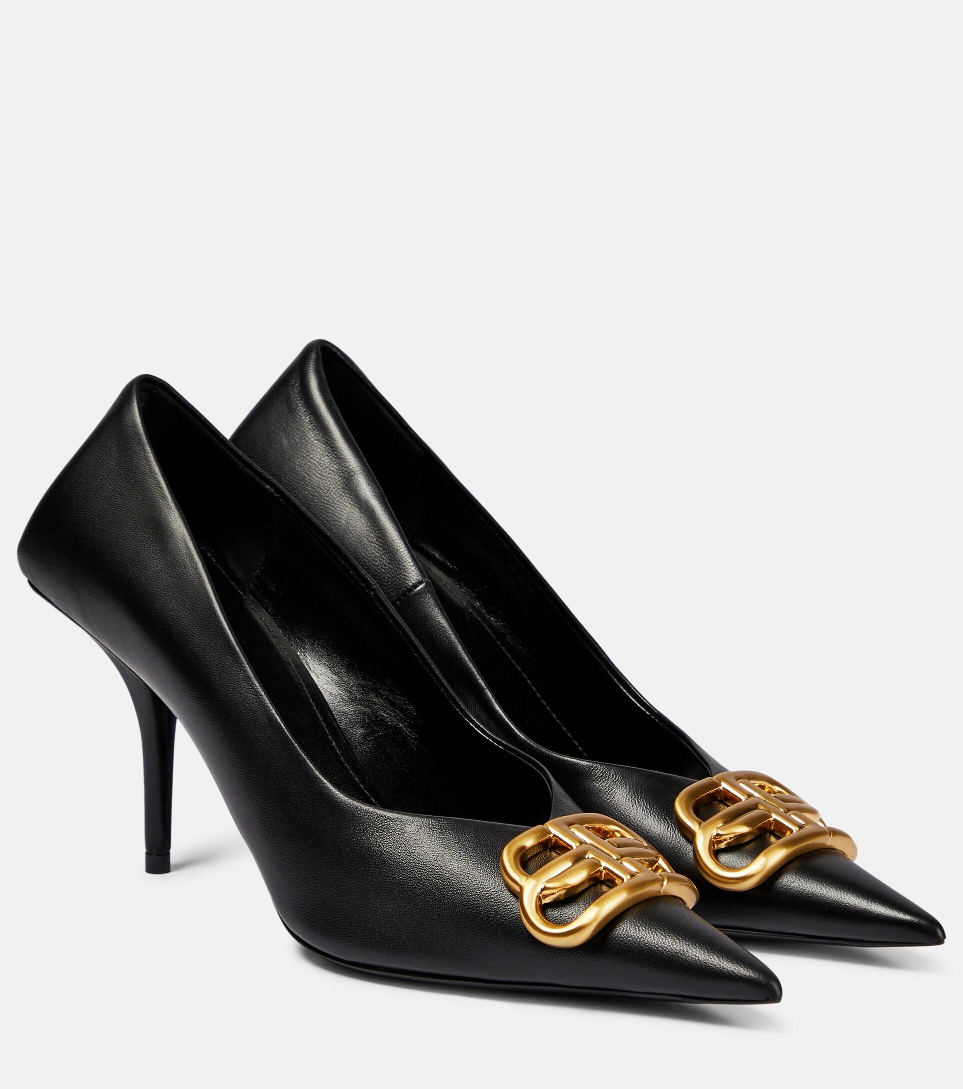 Balenciaga Square Knife Bb Leather Pumps in Black | Lyst