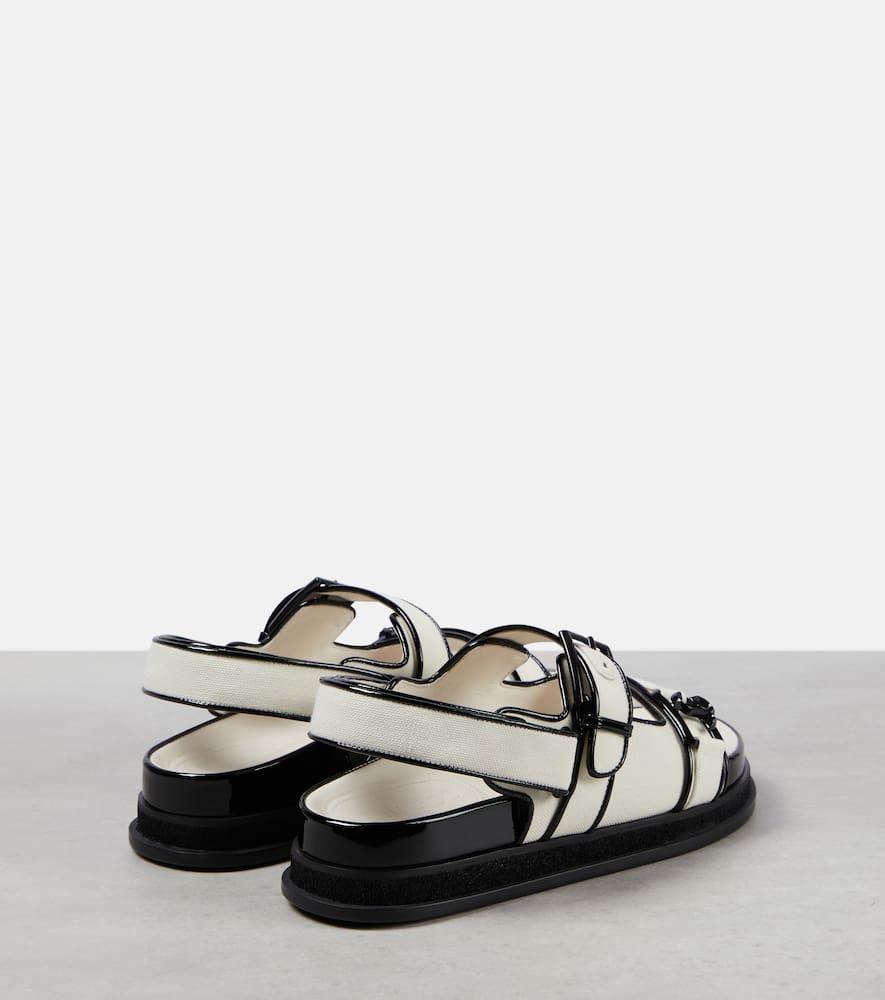 Jimmy Choo Elyn Leather-Trimmed Canvas Sandals in Brown | Lyst