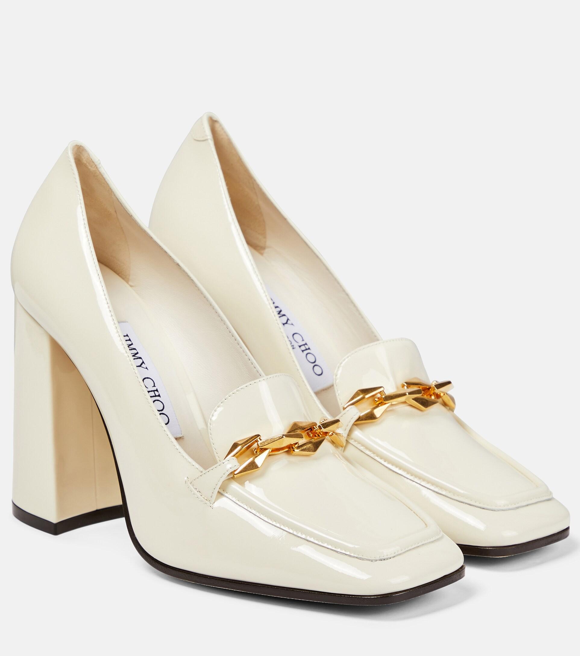 Jimmy Choo Diamond Tilda Leather Loafer Pumps in White | Lyst