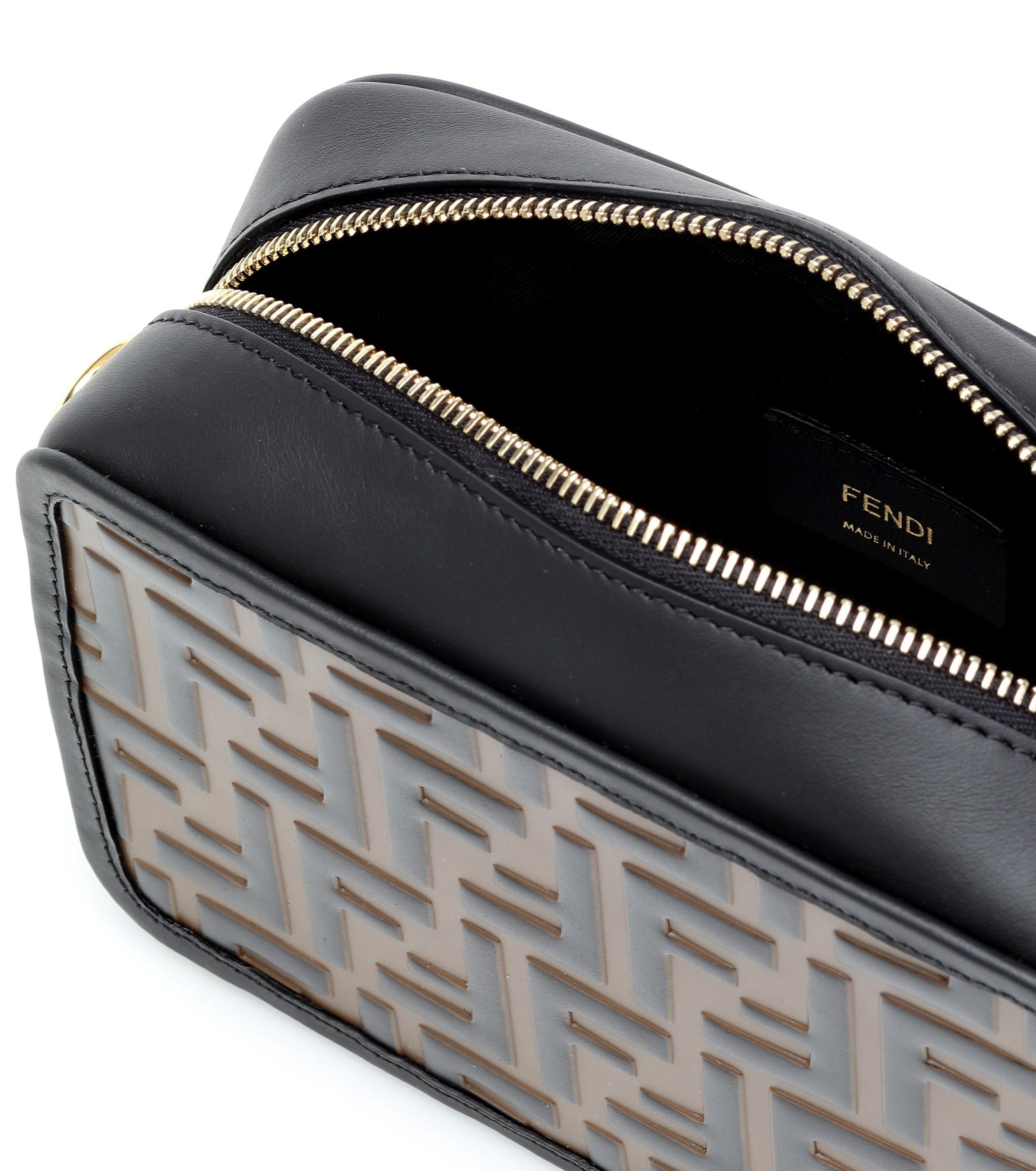 Fendi Canvas Mini Camera Case Leather Shoulder Bag in Black - Lyst