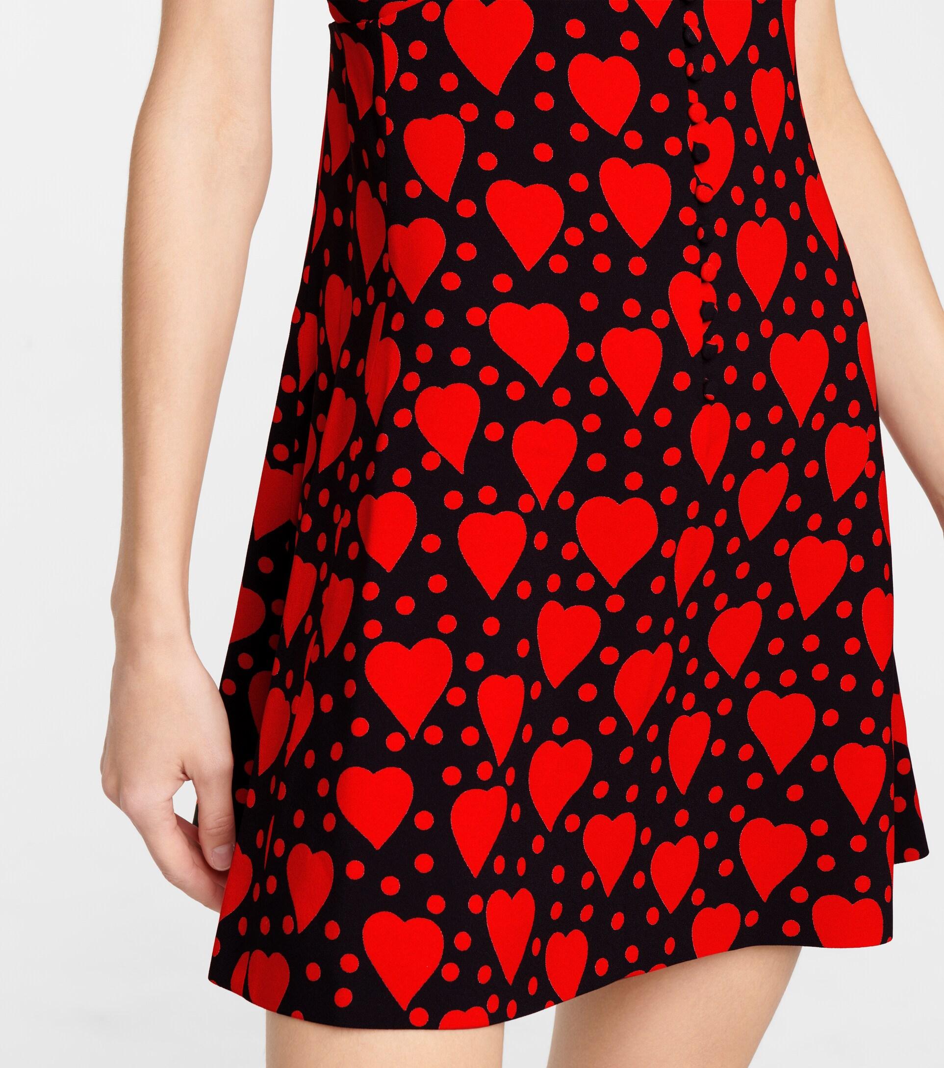 SAINT LAURENT★素敵！Black Silk Heart ette Short Dress Saint Laurent Heart-Print Mini Dress in Black Cotton Red ref