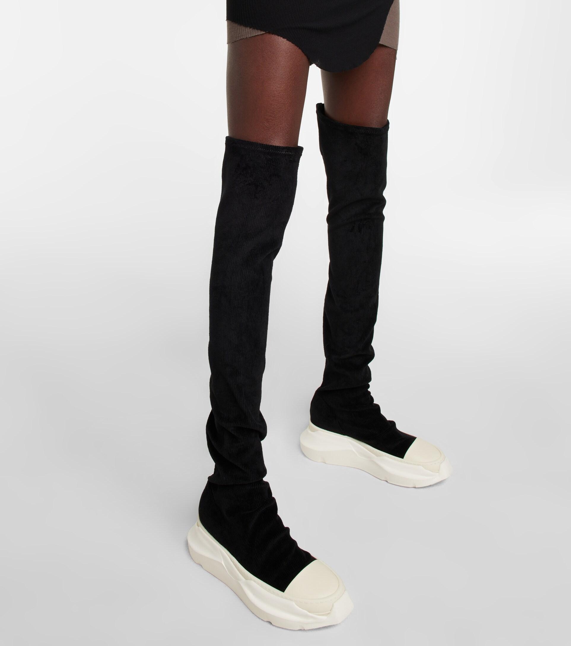 Rick Owens Abstract Over-the-knee Corduroy Boots in Black | Lyst