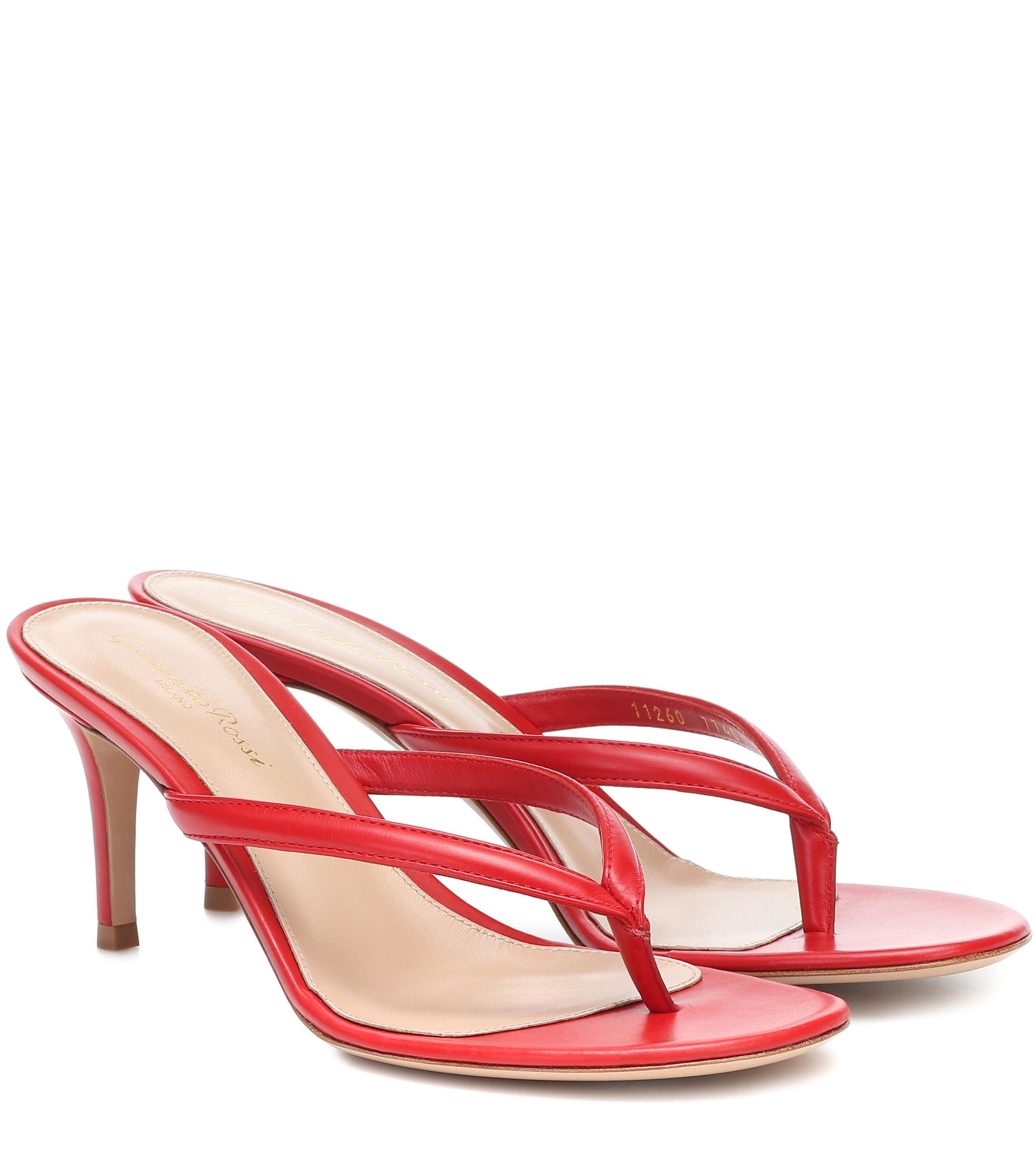 Gianvito Rossi Calypso 70 Leather Thong Sandals in Red - Lyst