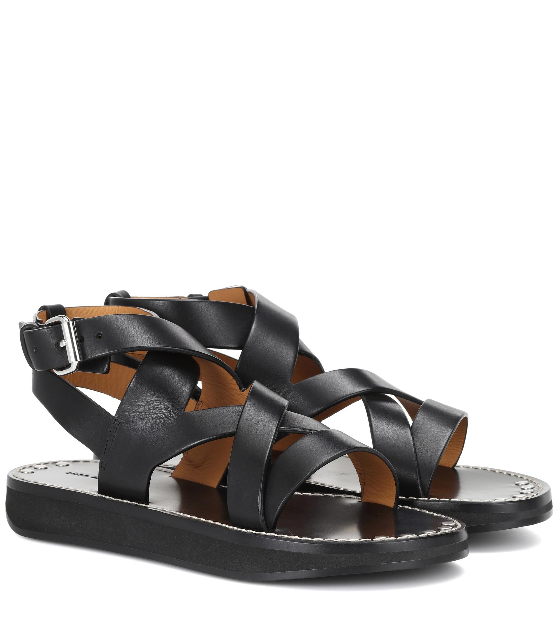 Isabel Marant Noelly Leather Sandals in Black - Lyst