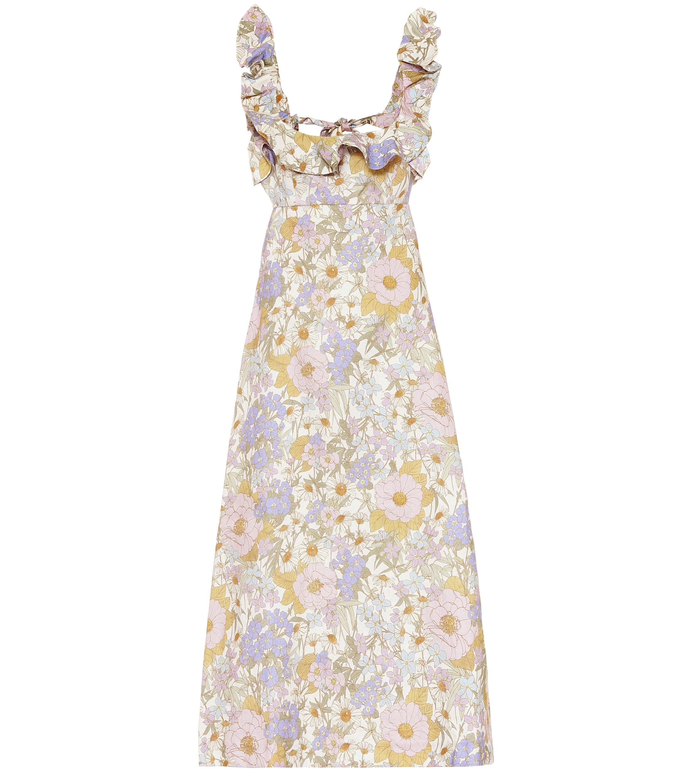 Zimmermann Super Eight Frilled Linen Midi Dress - Lyst